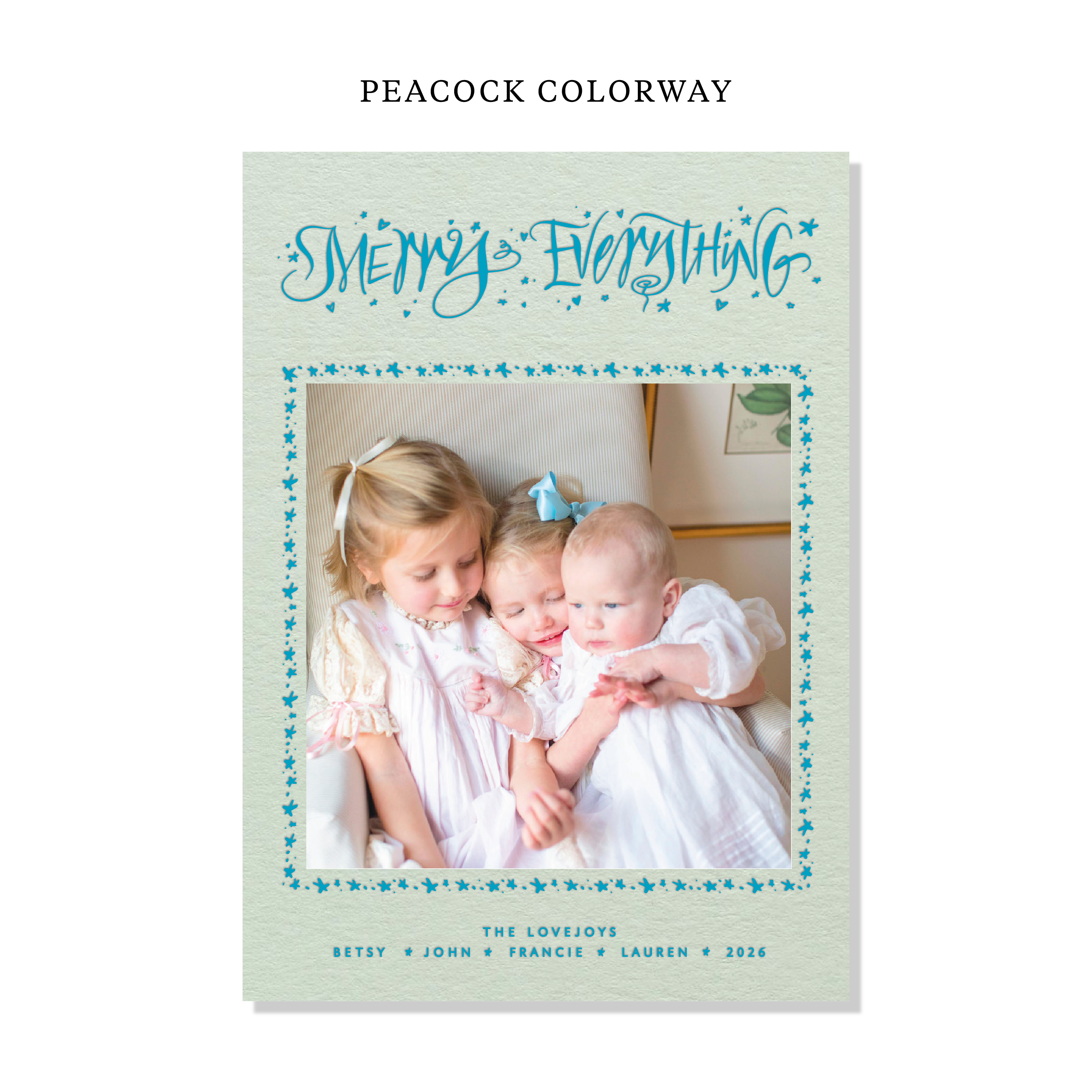 Ansley Letterpress Holiday Card, Large (Colored Paper)