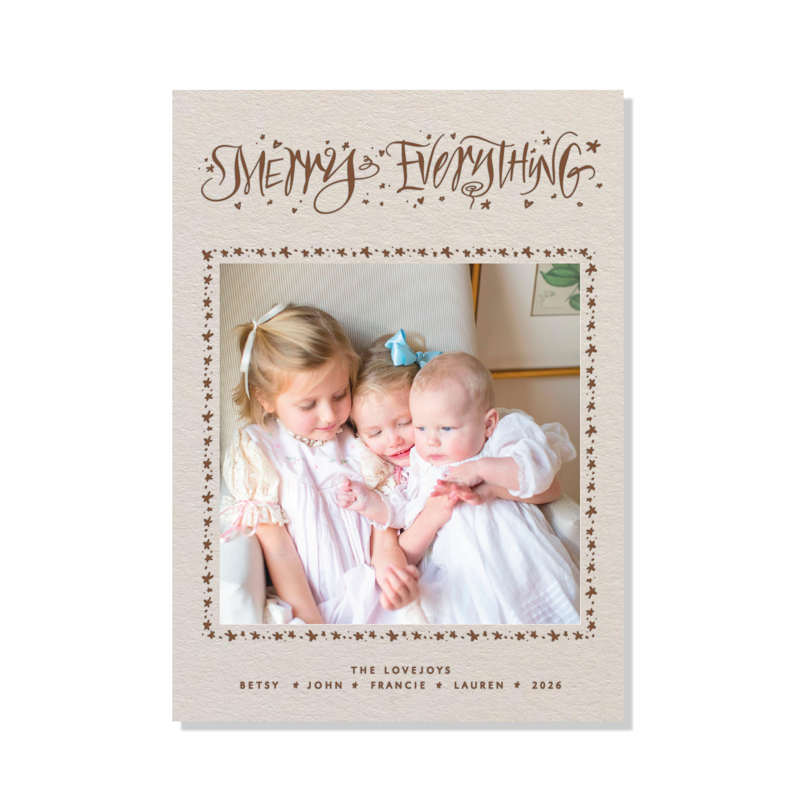 Ansley Letterpress Holiday Card, Large (Colored Paper)