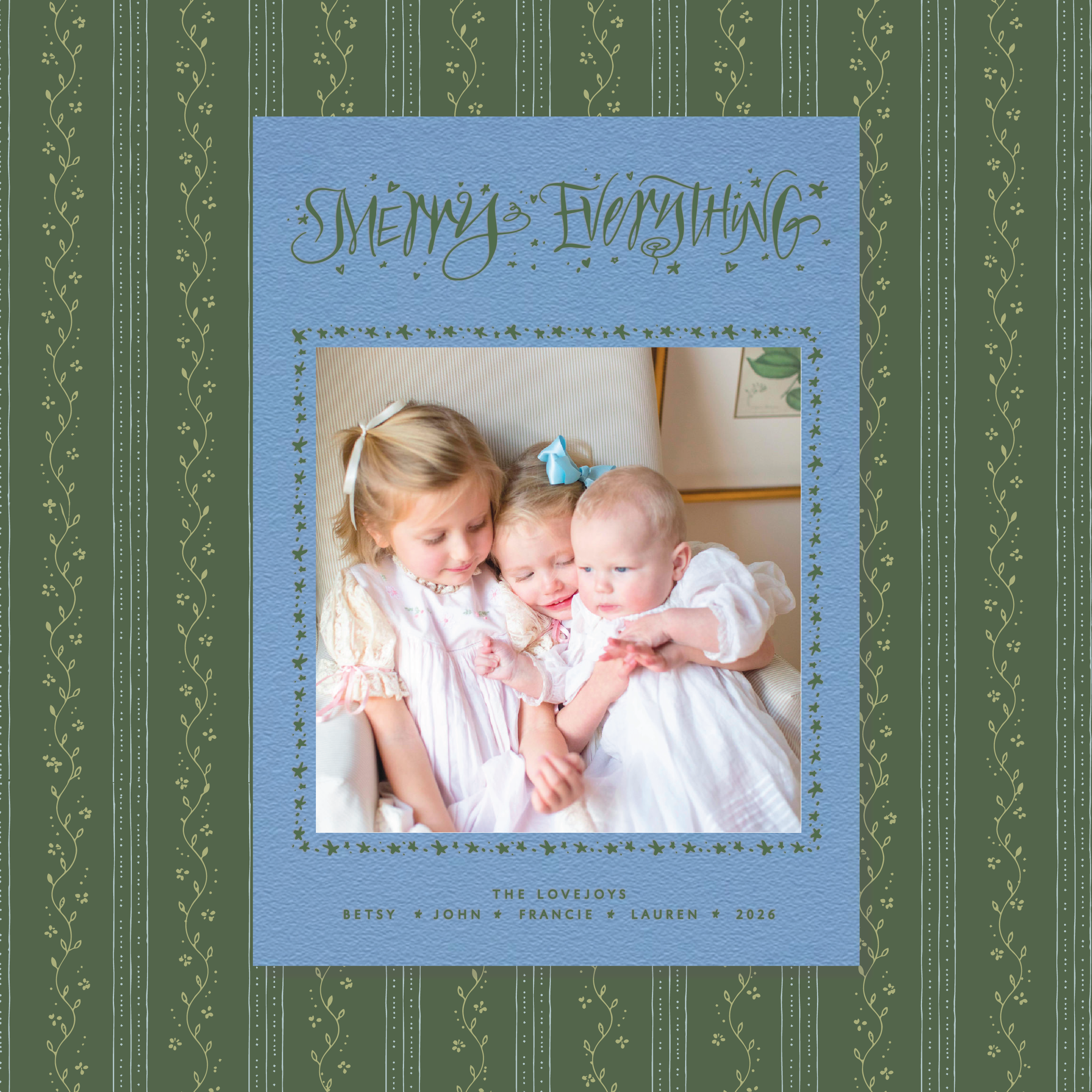 Ansley Letterpress Holiday Card, Large (Colored Paper)