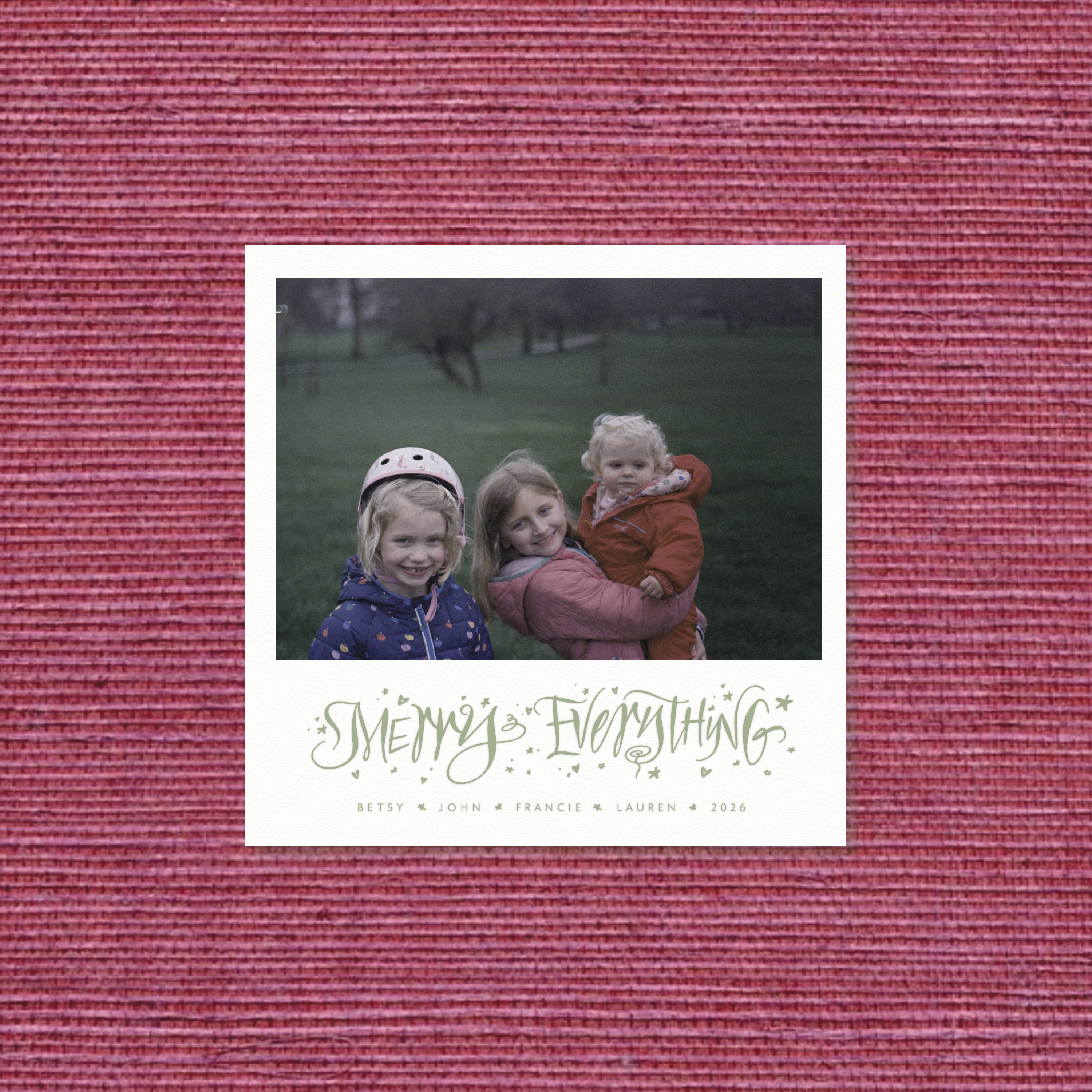 Ansley Letterpress Holiday Card, Small Square (White Paper)