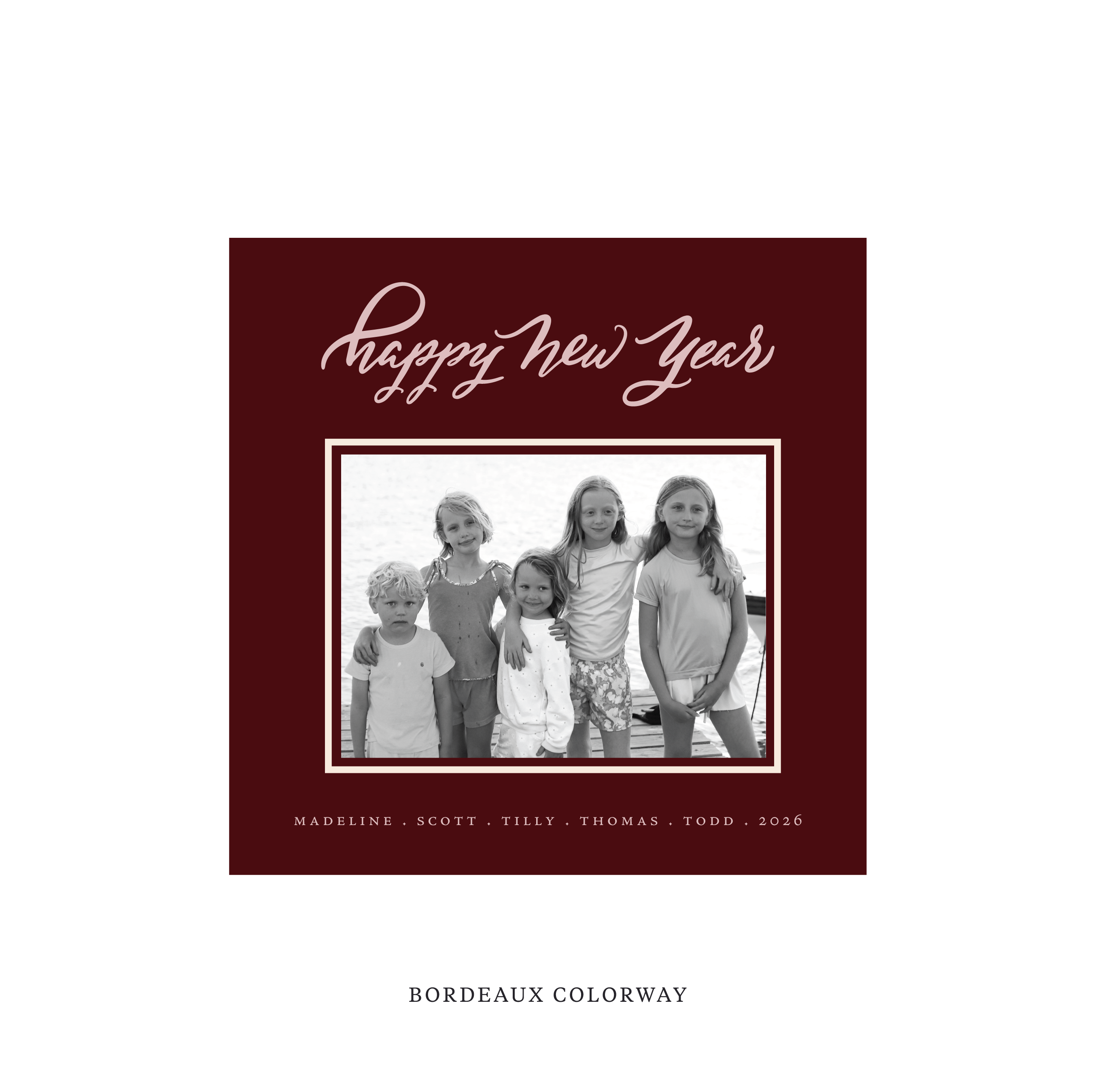 Ashborn Classic Flat Print Holiday Card, Square