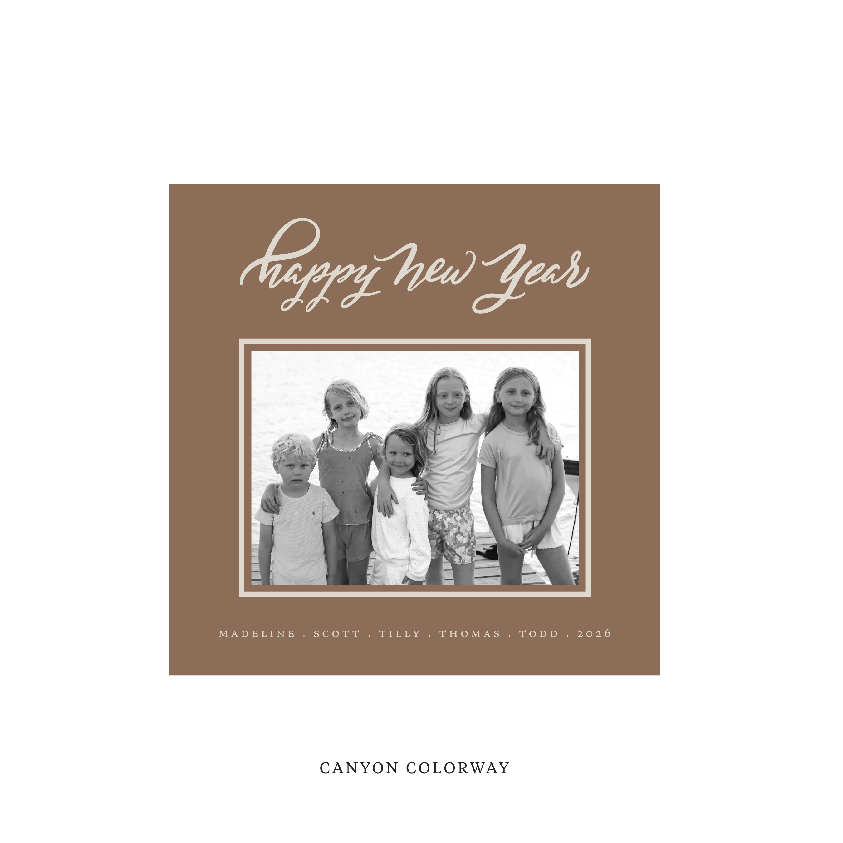 Ashborn Classic Flat Print Holiday Card, Square