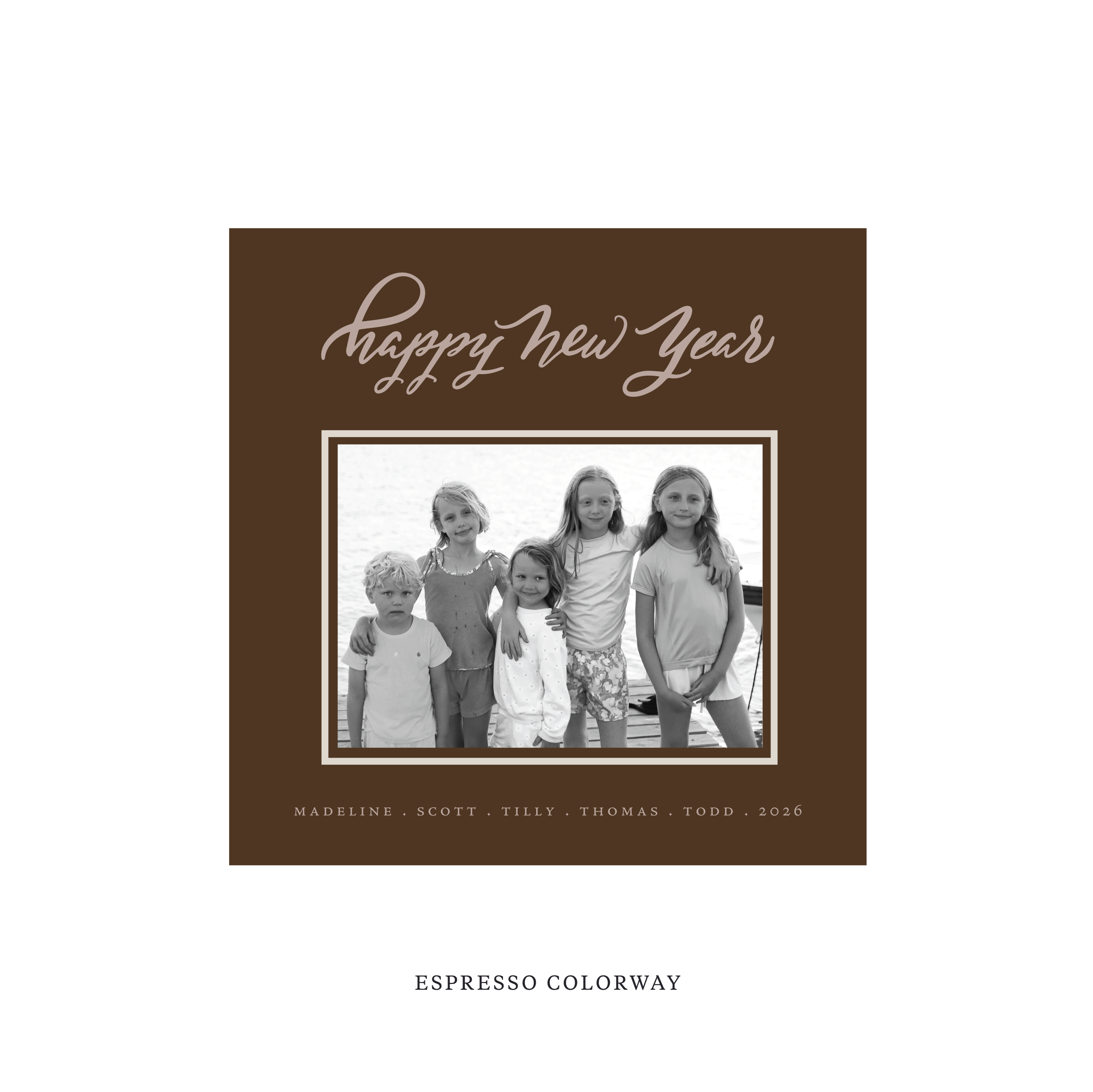 Ashborn Classic Flat Print Holiday Card, Square