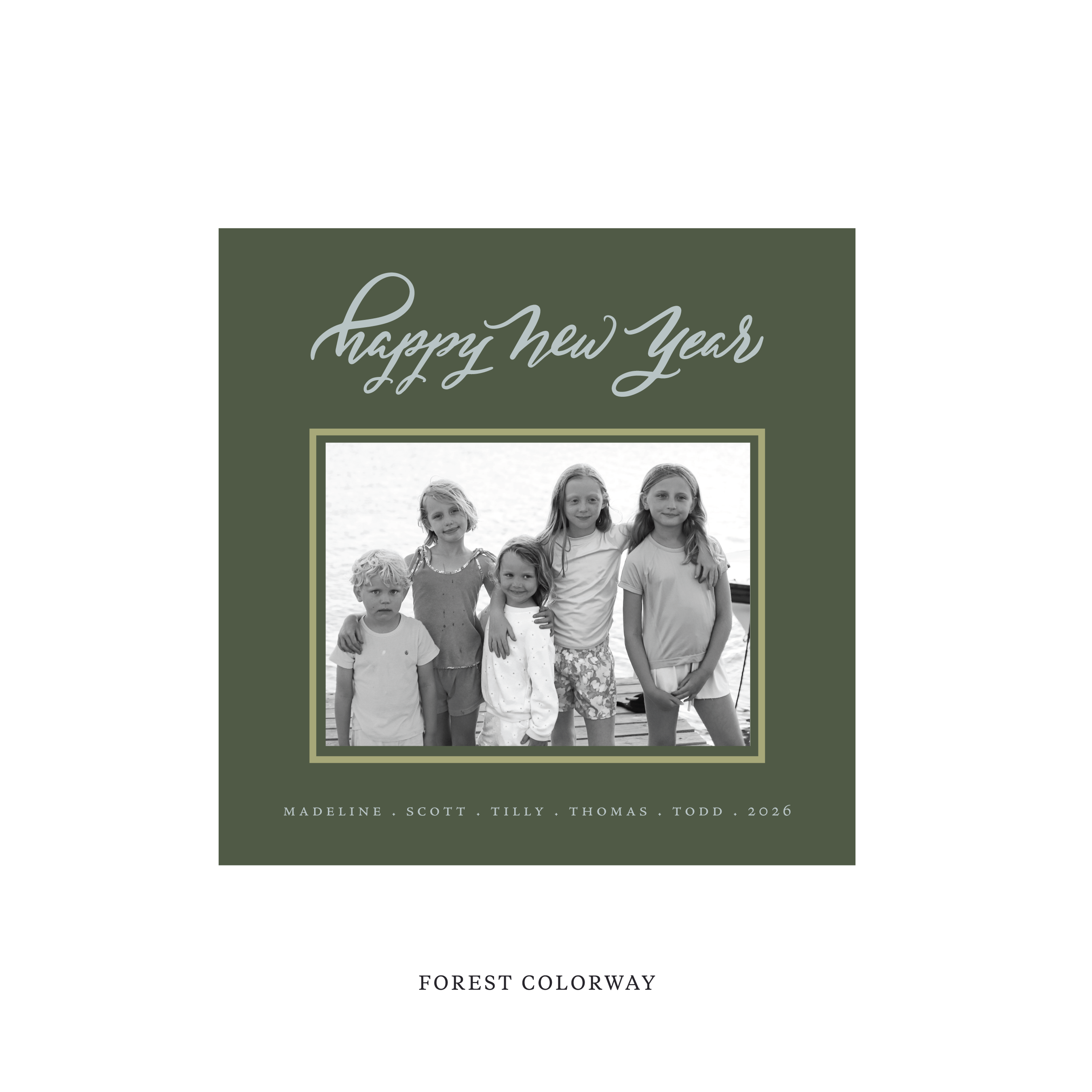 Ashborn Classic Flat Print Holiday Card, Square