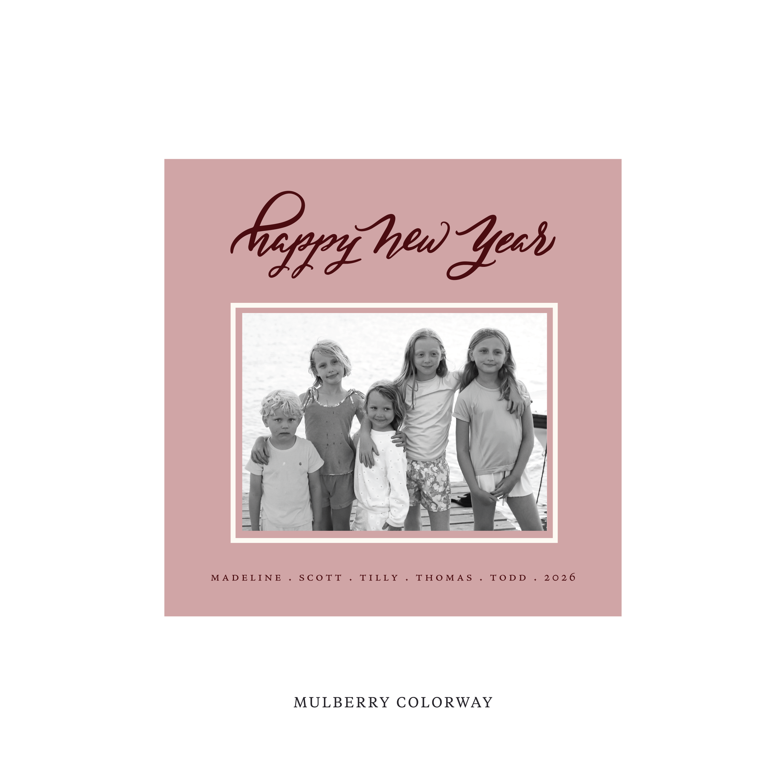 Ashborn Classic Flat Print Holiday Card, Square