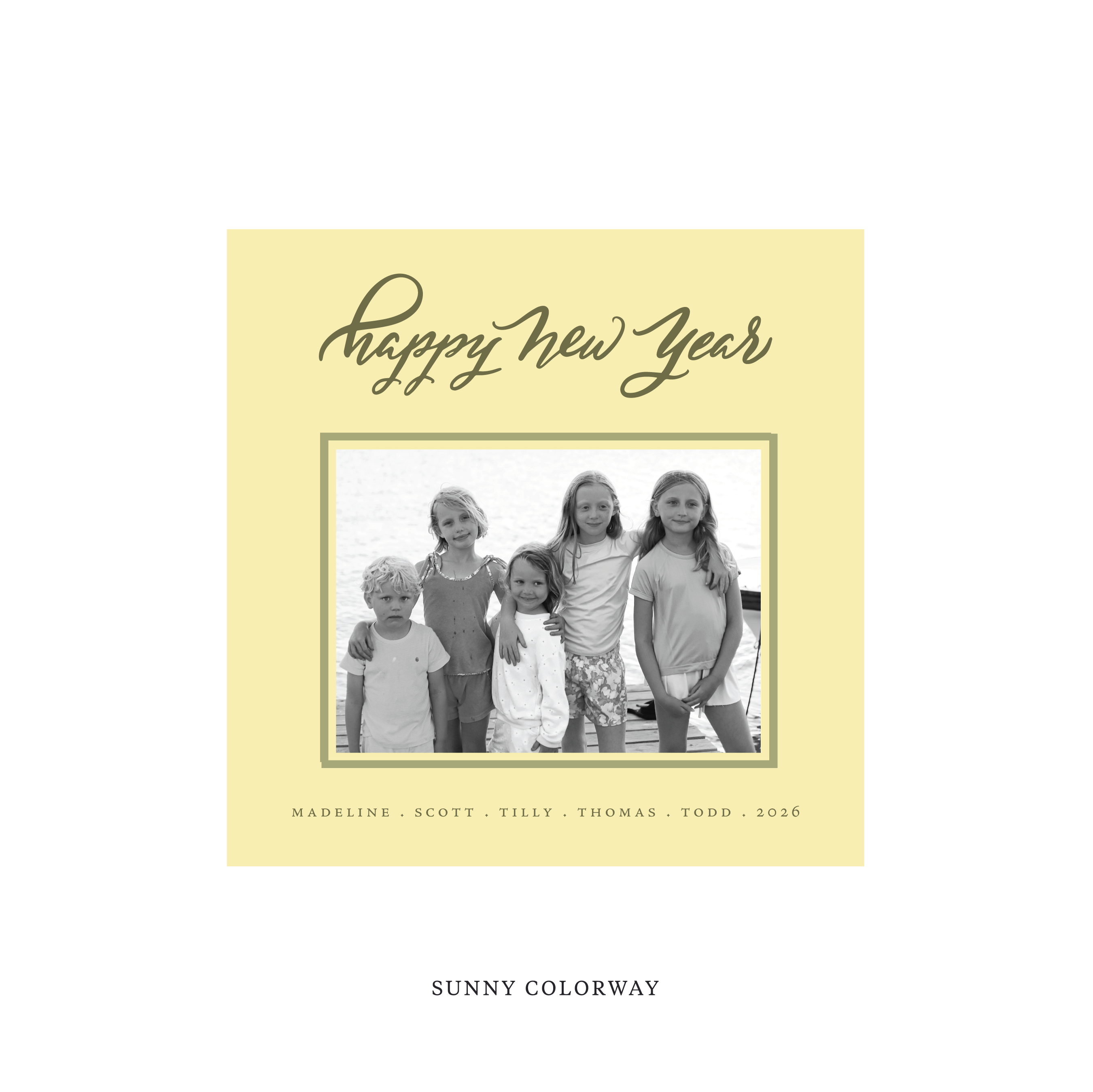 Ashborn Classic Flat Print Holiday Card, Square