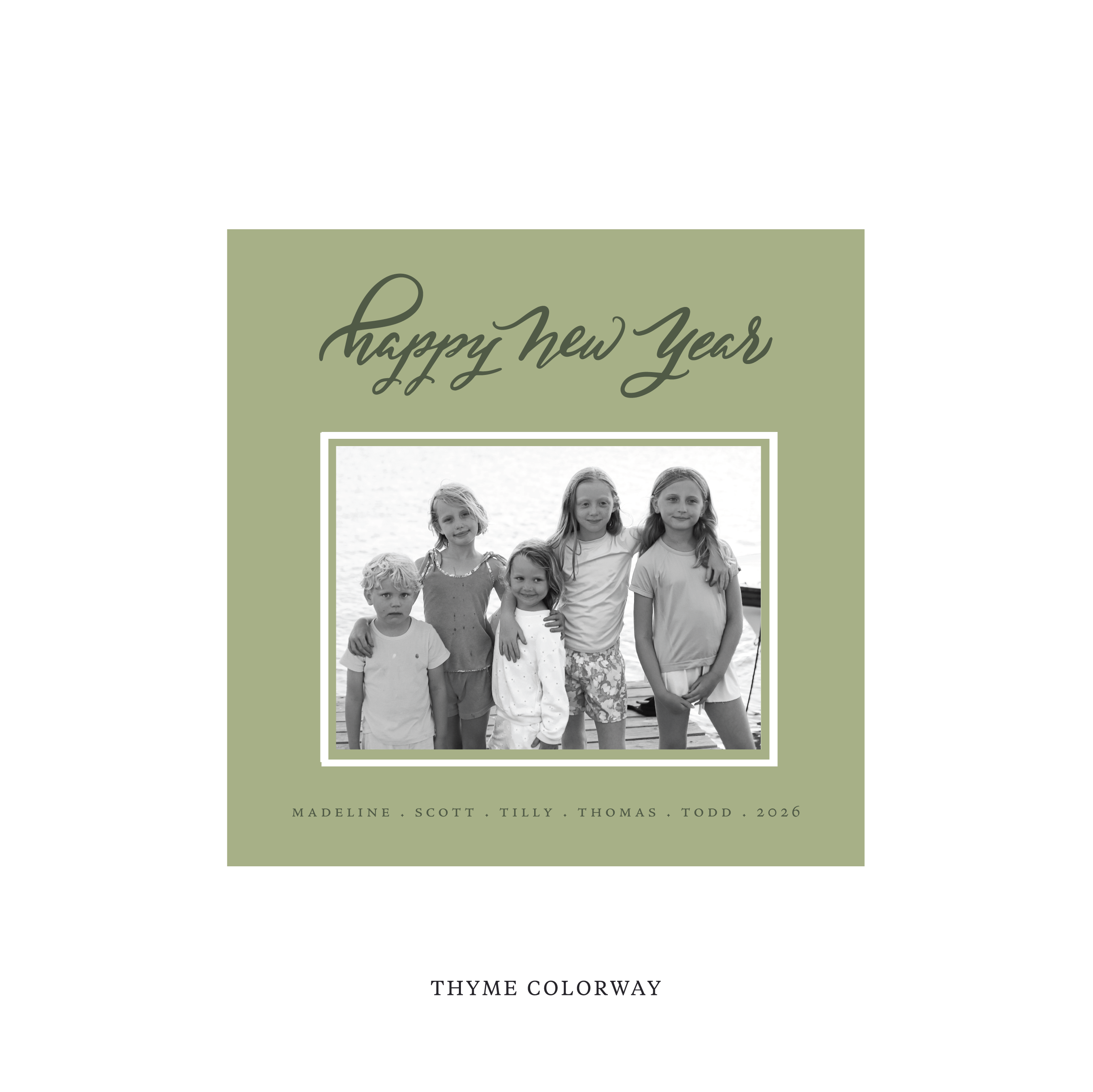 Ashborn Classic Flat Print Holiday Card, Square