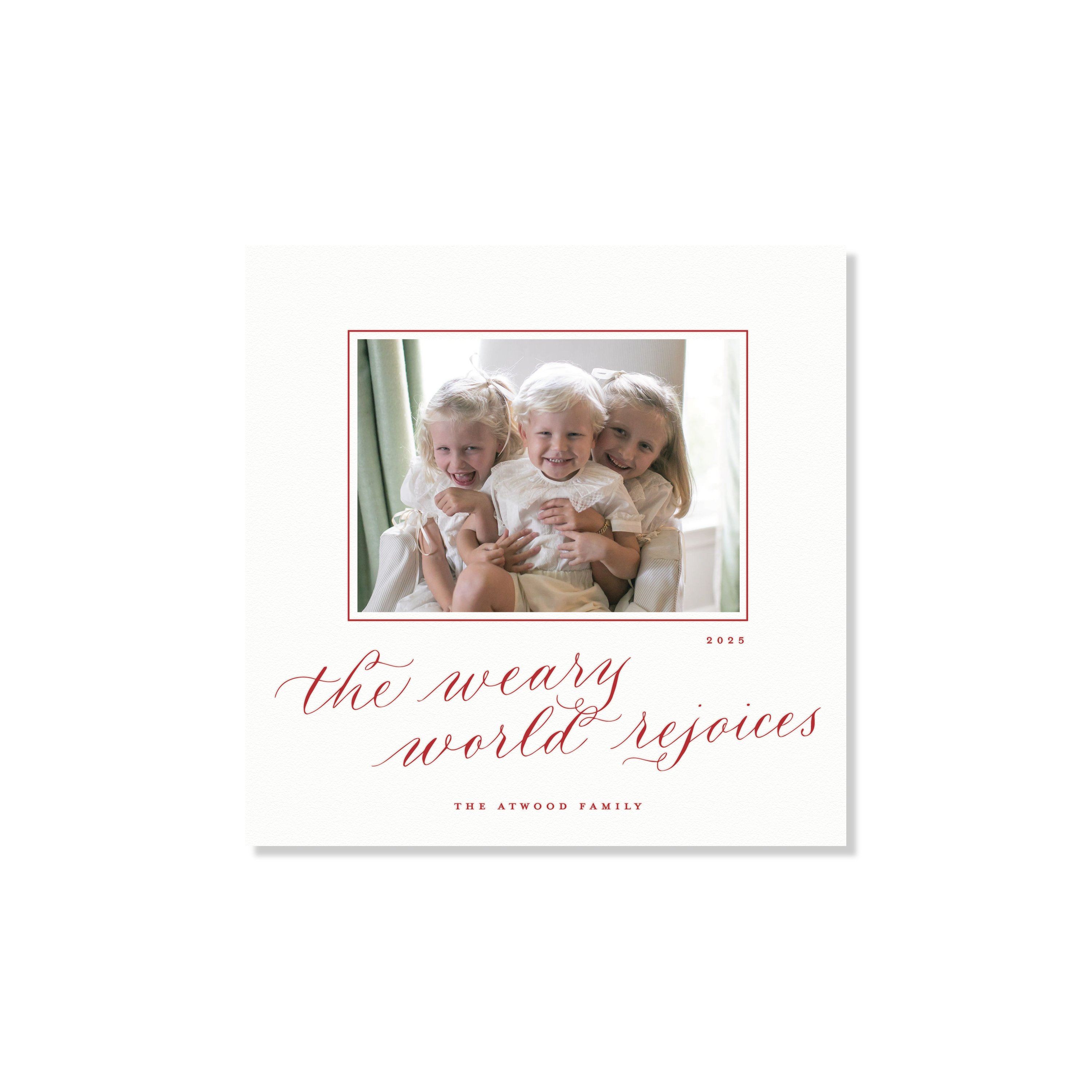 Atwood Letterpress Holiday Card, Small Square (White Paper)
