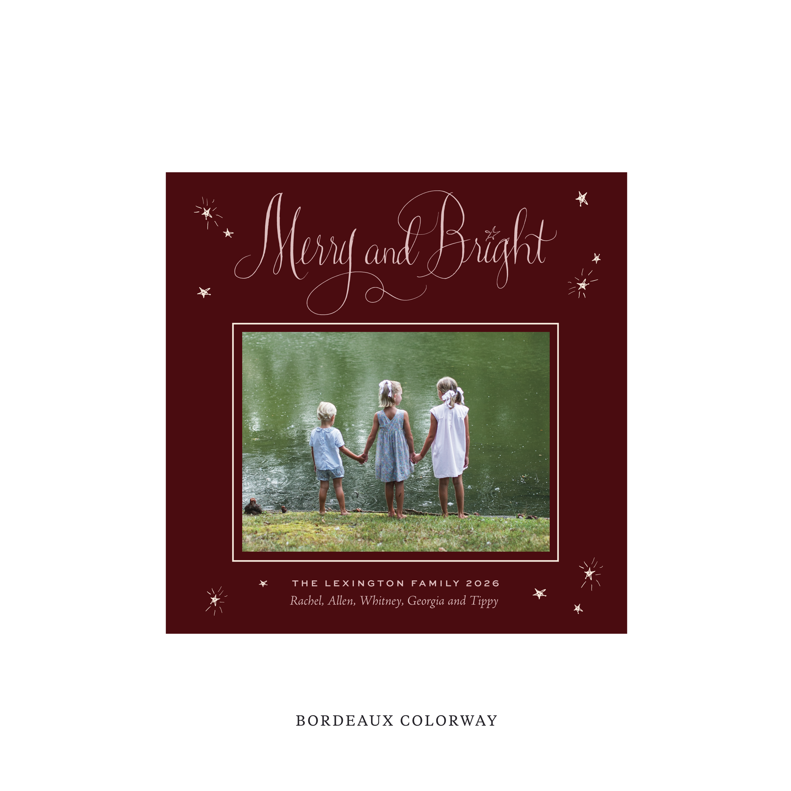 Aurora Classic Flat Print Holiday Card, Square