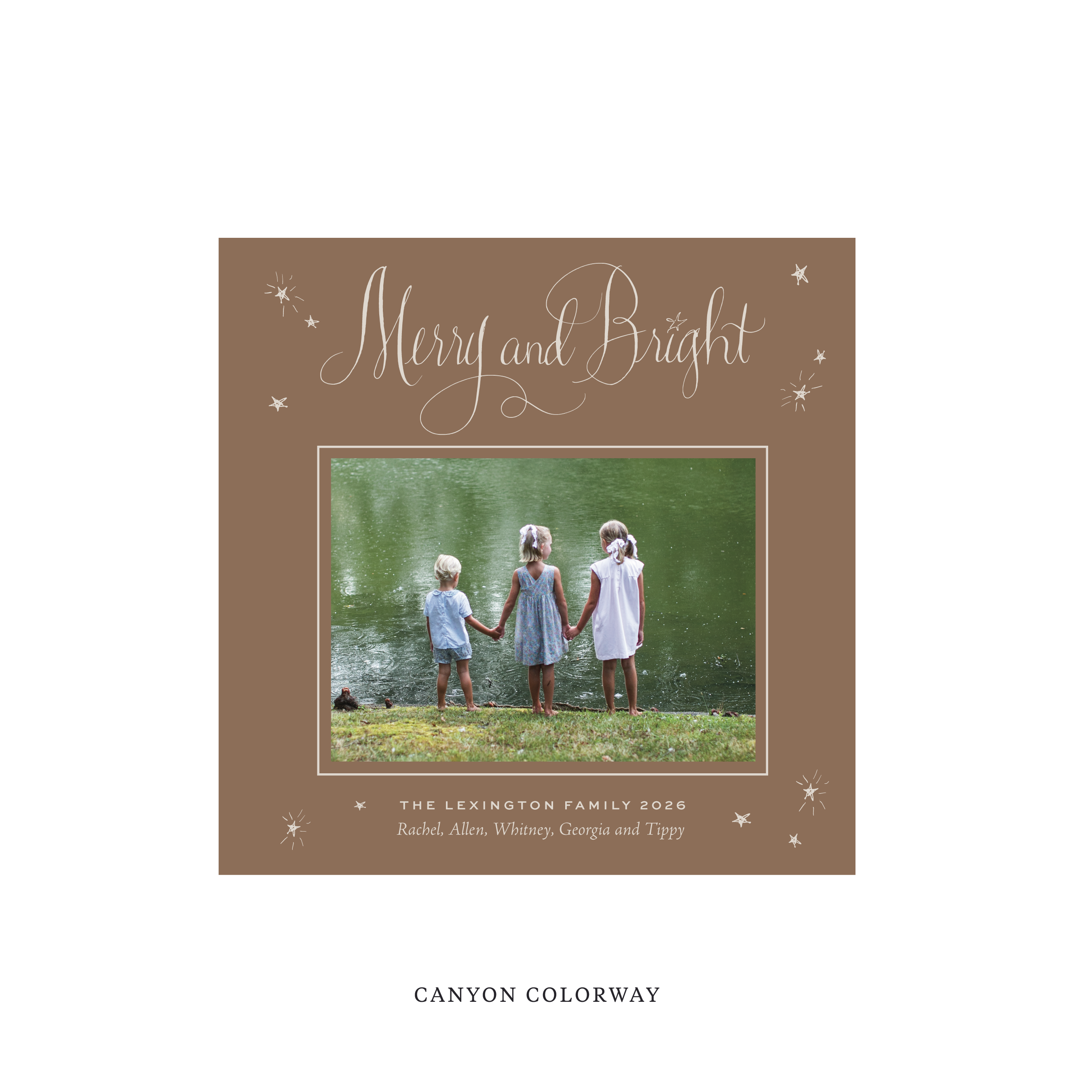 Aurora Classic Flat Print Holiday Card, Square