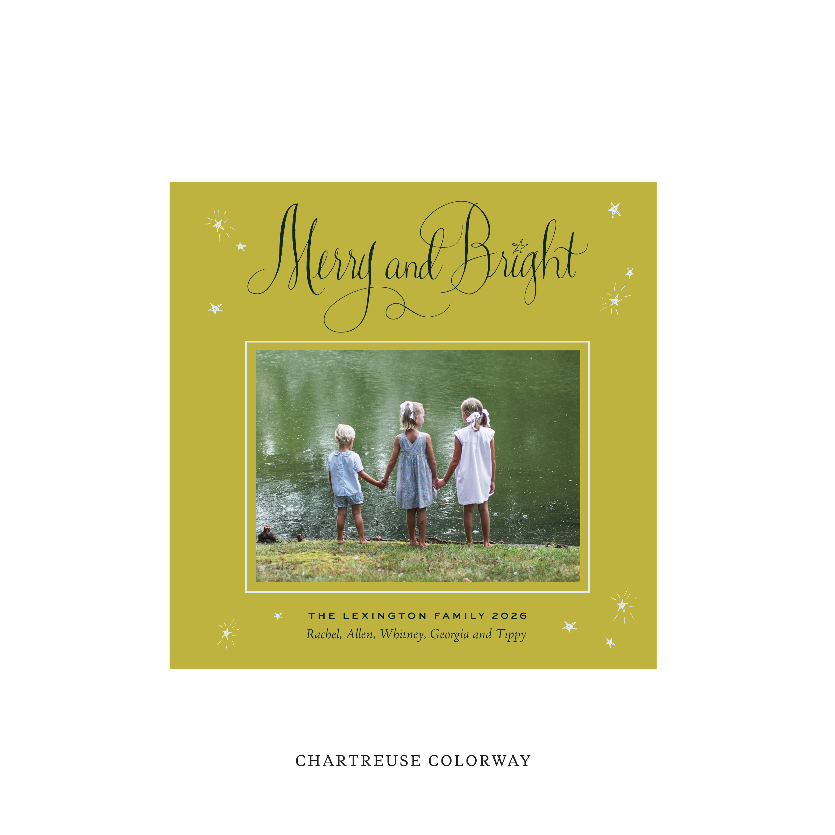 Aurora Classic Flat Print Holiday Card, Square