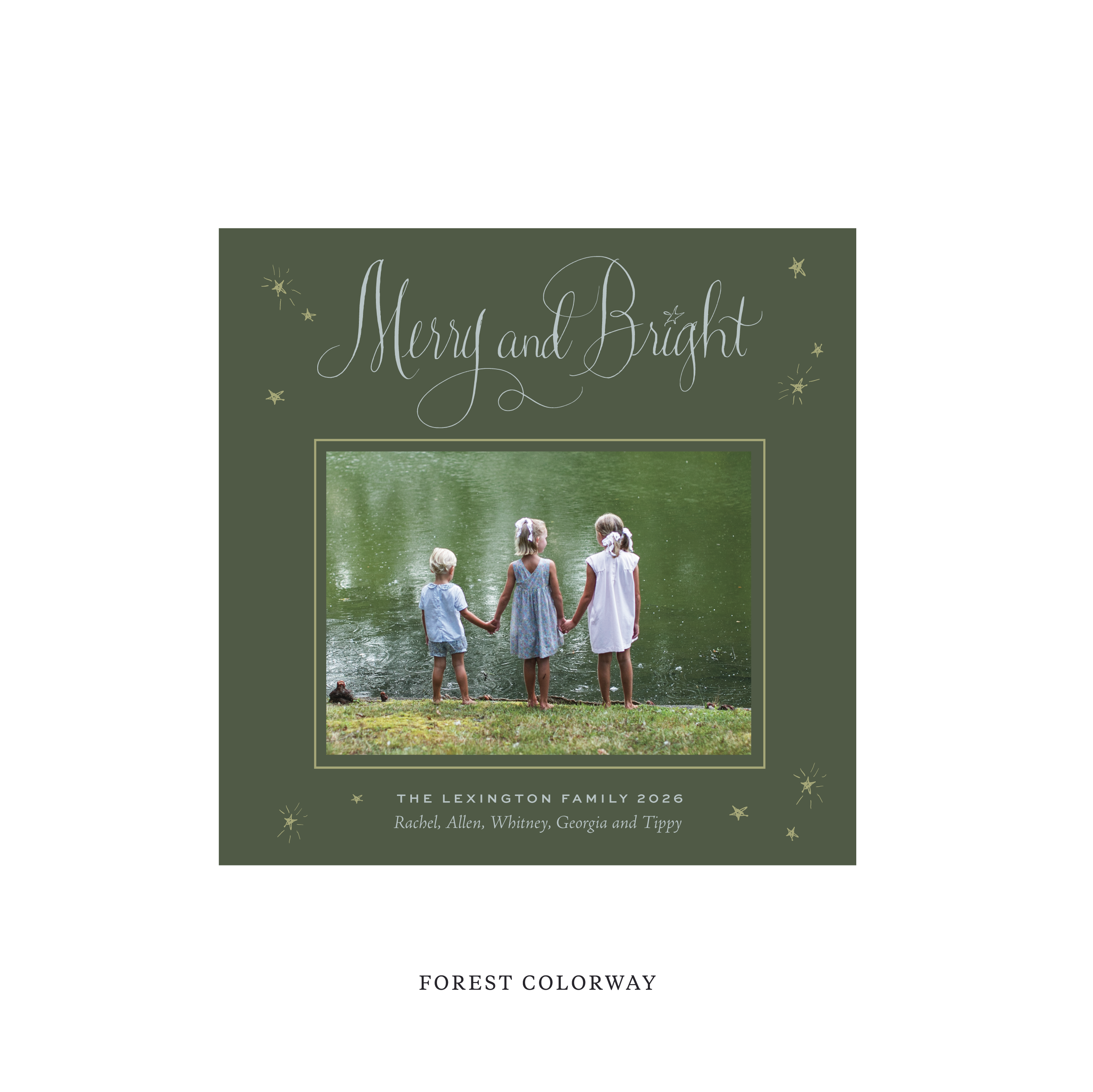 Aurora Classic Flat Print Holiday Card, Square