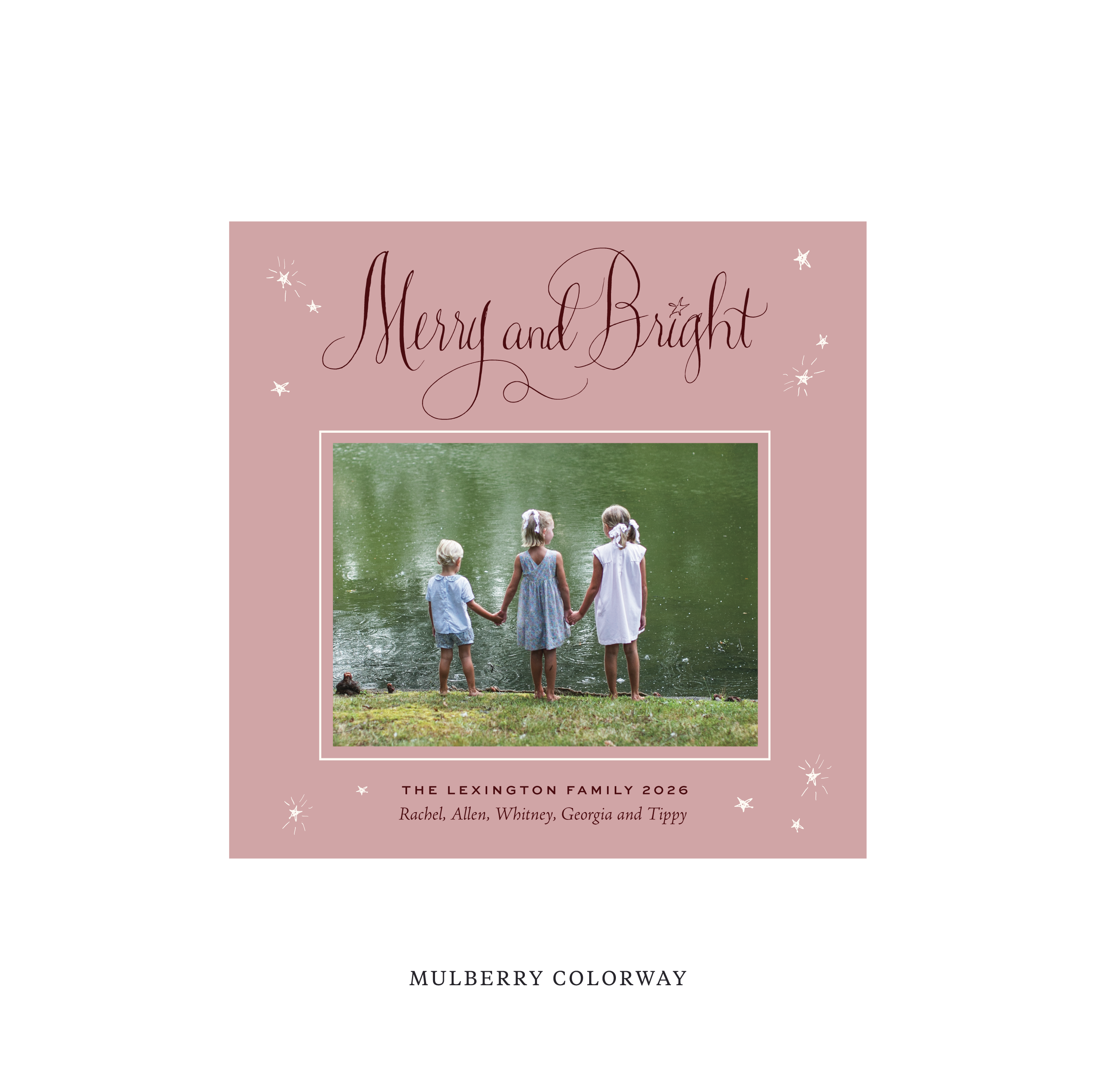 Aurora Classic Flat Print Holiday Card, Square