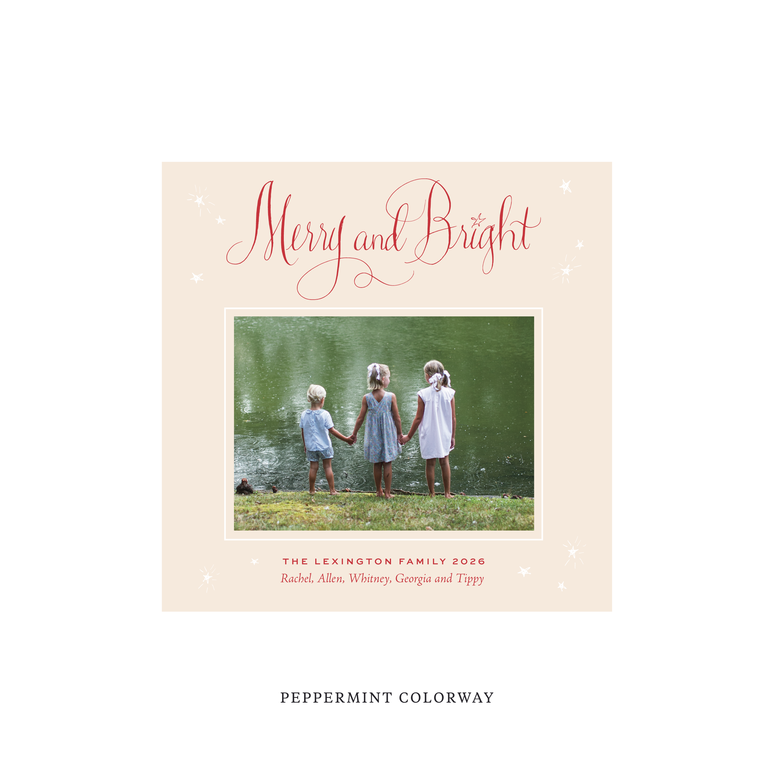 Aurora Classic Flat Print Holiday Card, Square