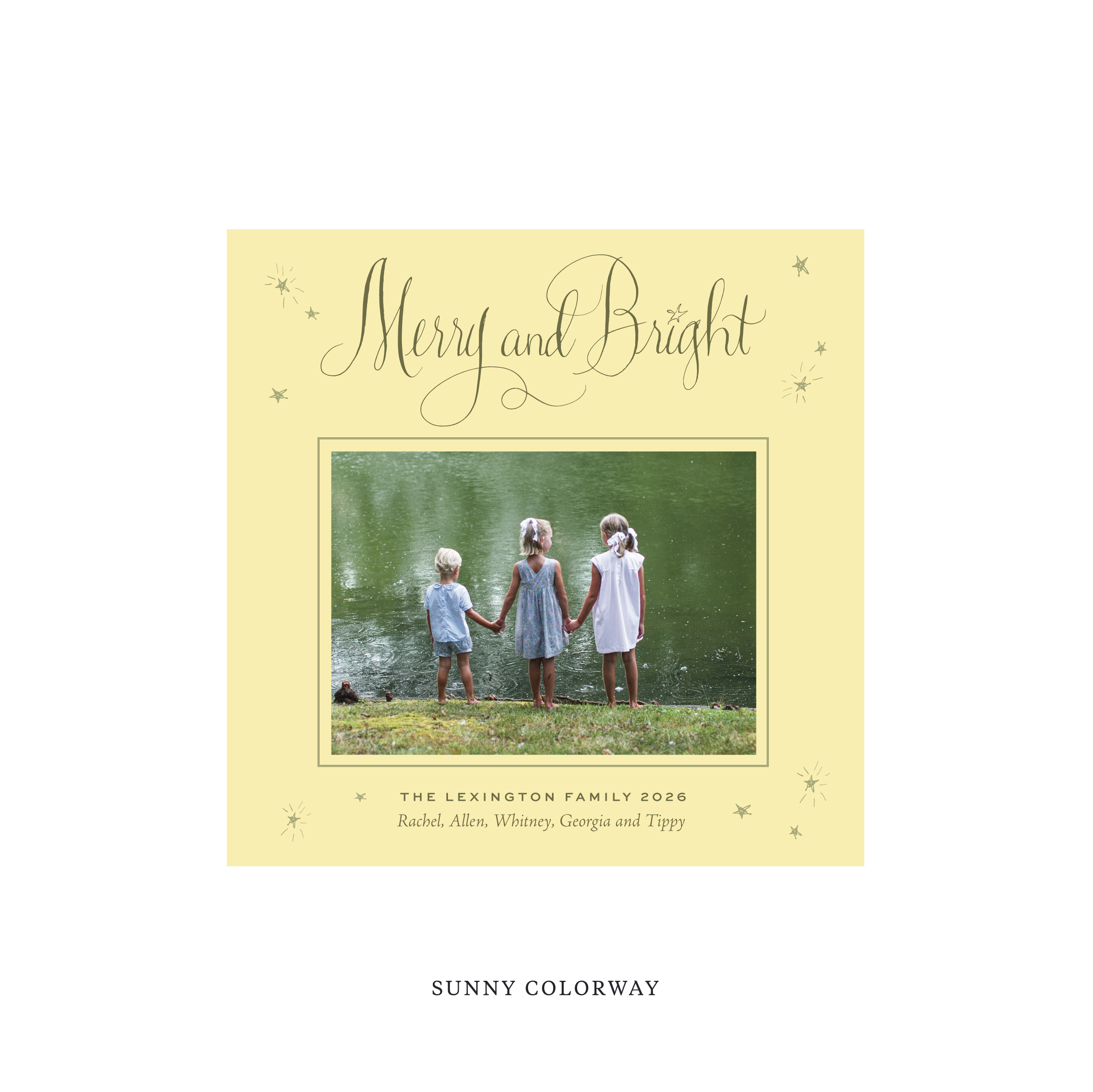 Aurora Classic Flat Print Holiday Card, Square