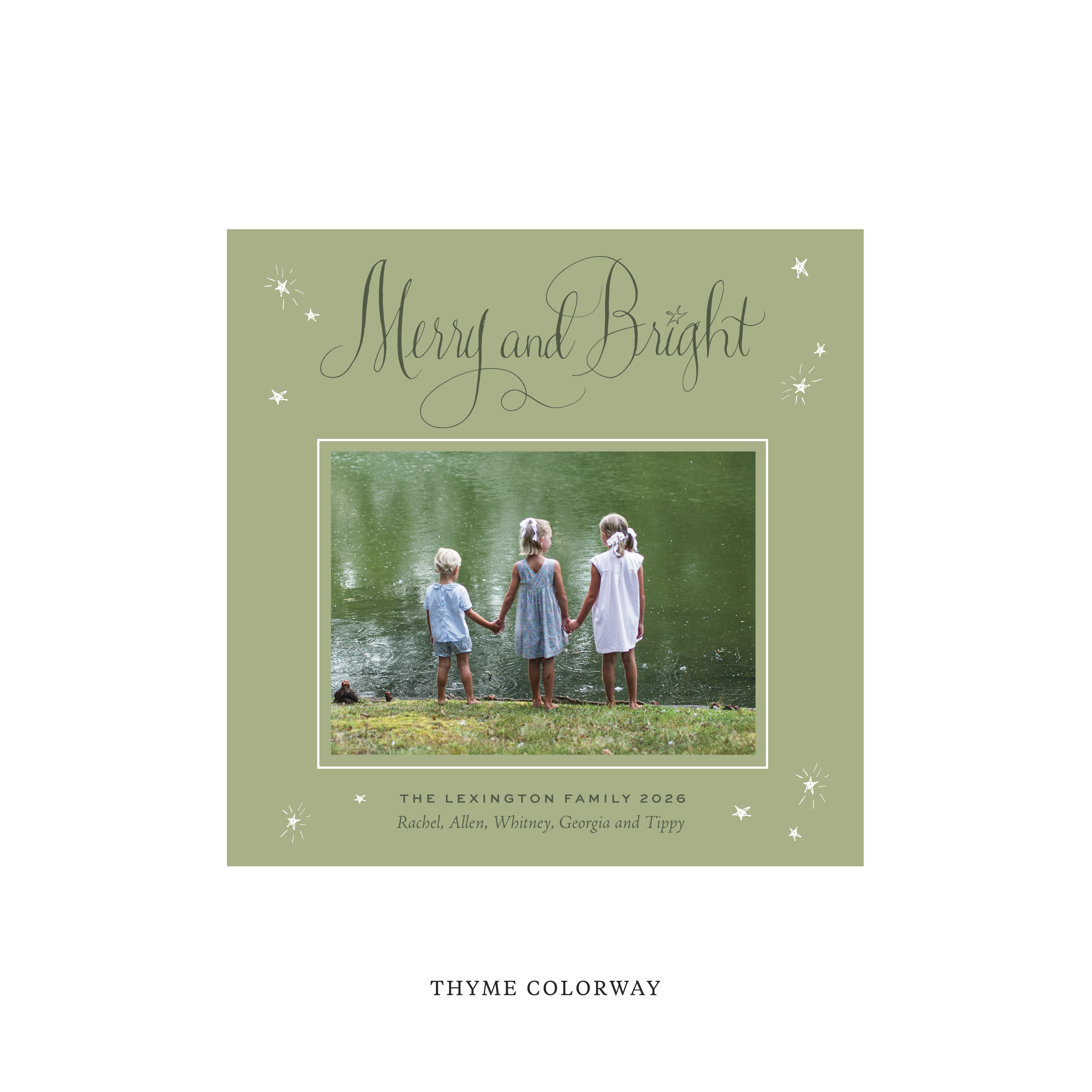 Aurora Classic Flat Print Holiday Card, Square