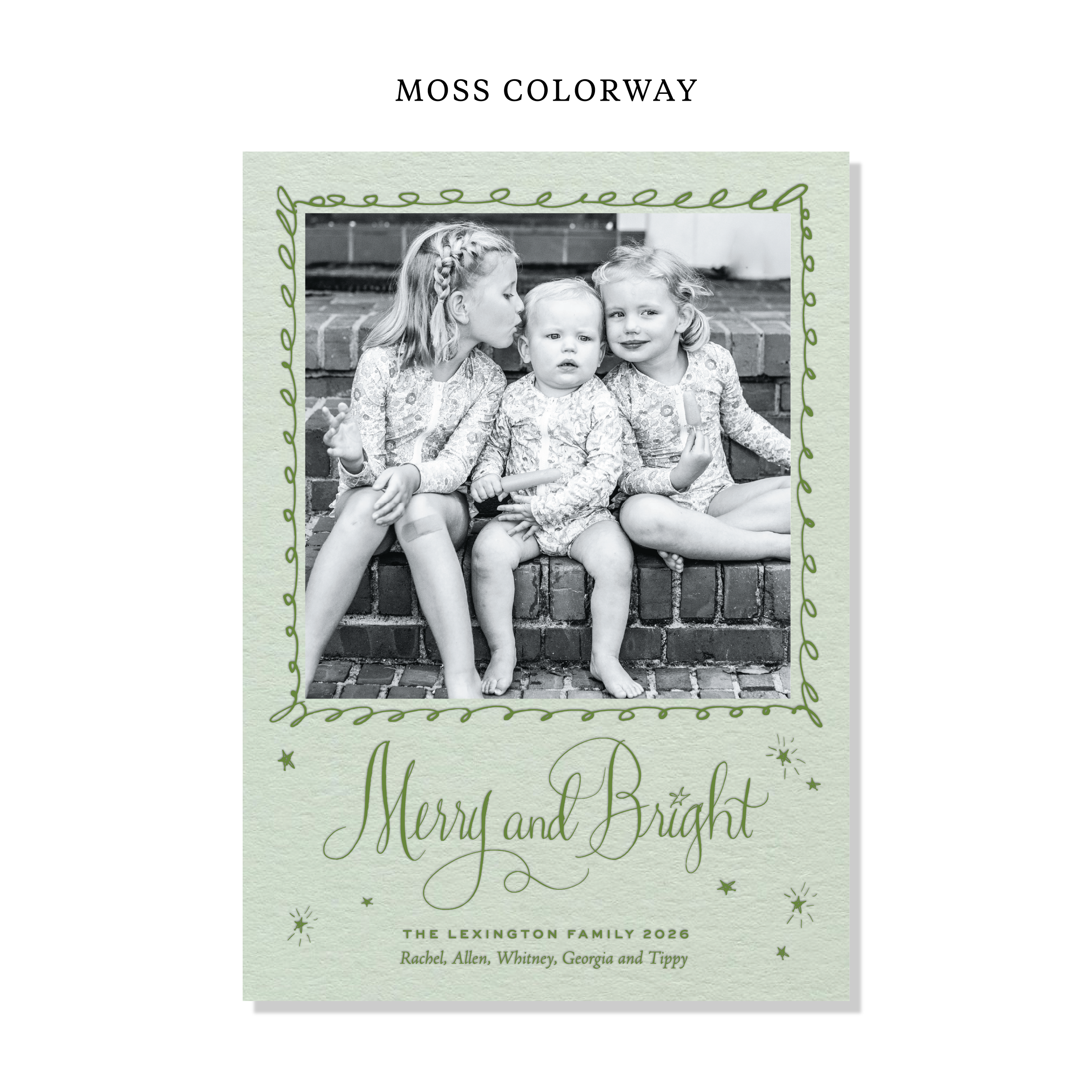 Aurora Letterpress Holiday Card, Large (Colored Paper)
