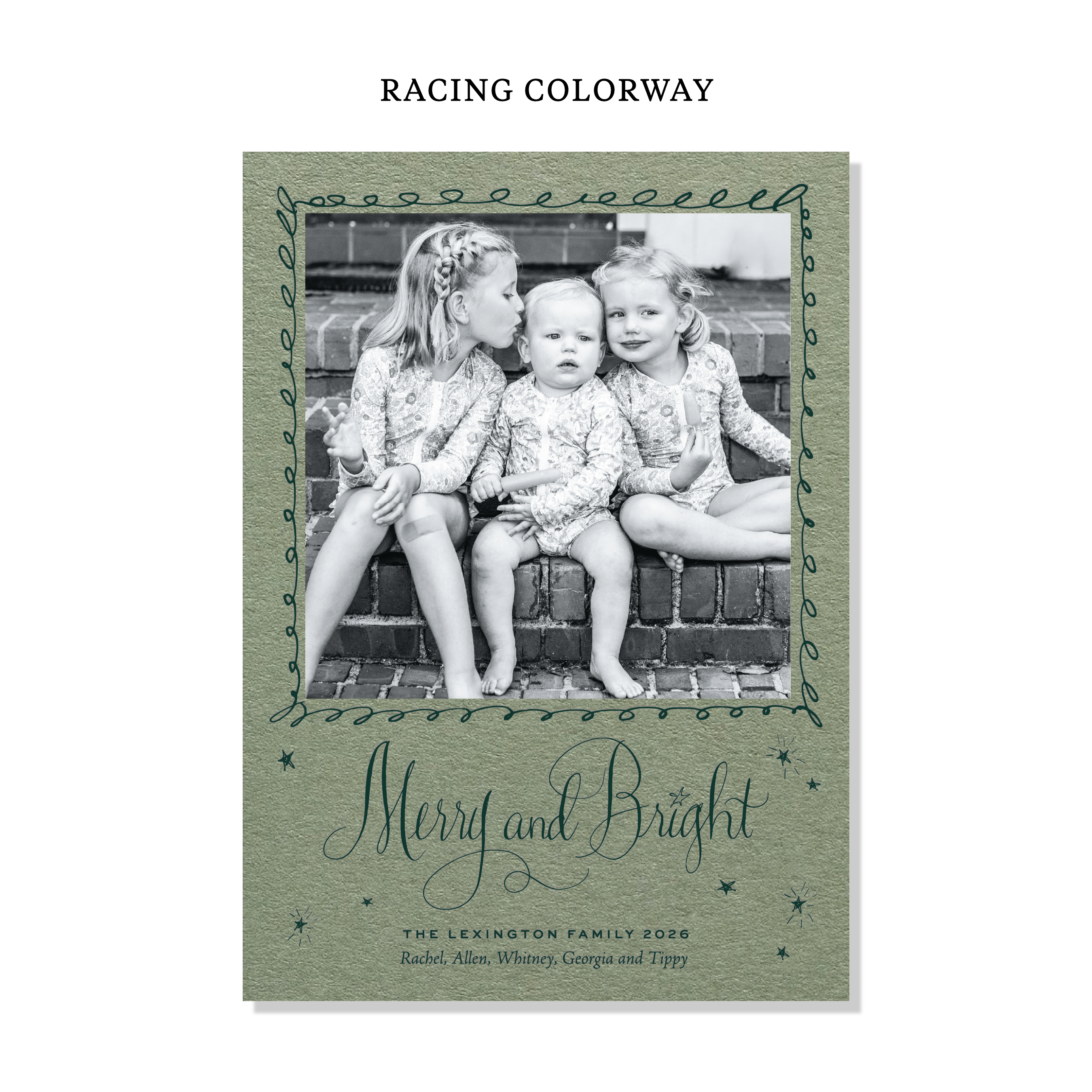 Aurora Letterpress Holiday Card, Large (Colored Paper)