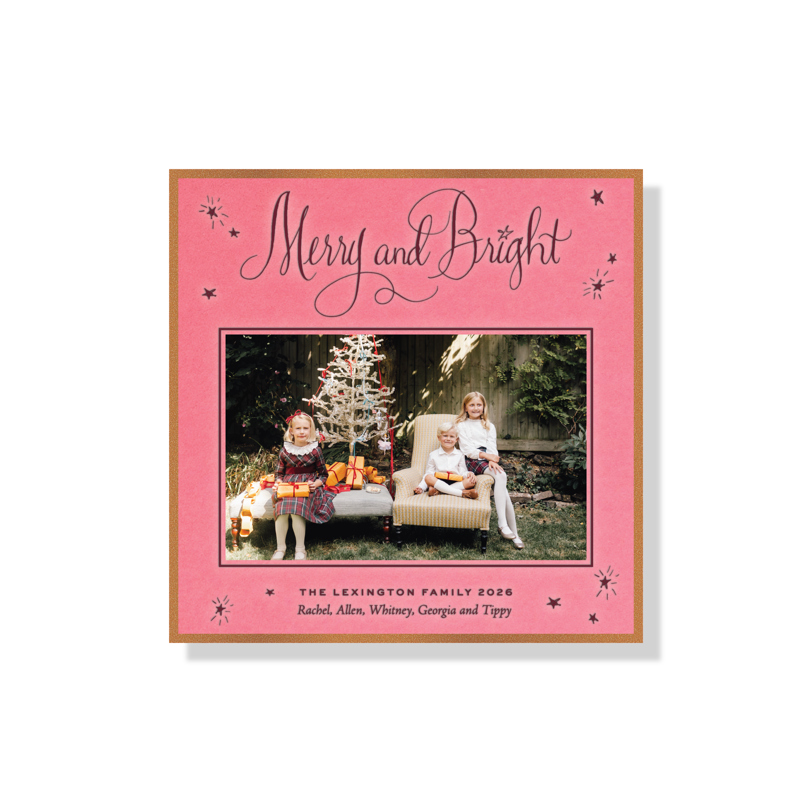 Aurora Engraved Holiday Card, Small Square