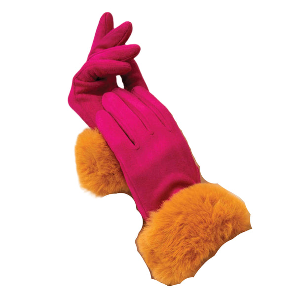 Bettina Gloves, Magenta & Mustard