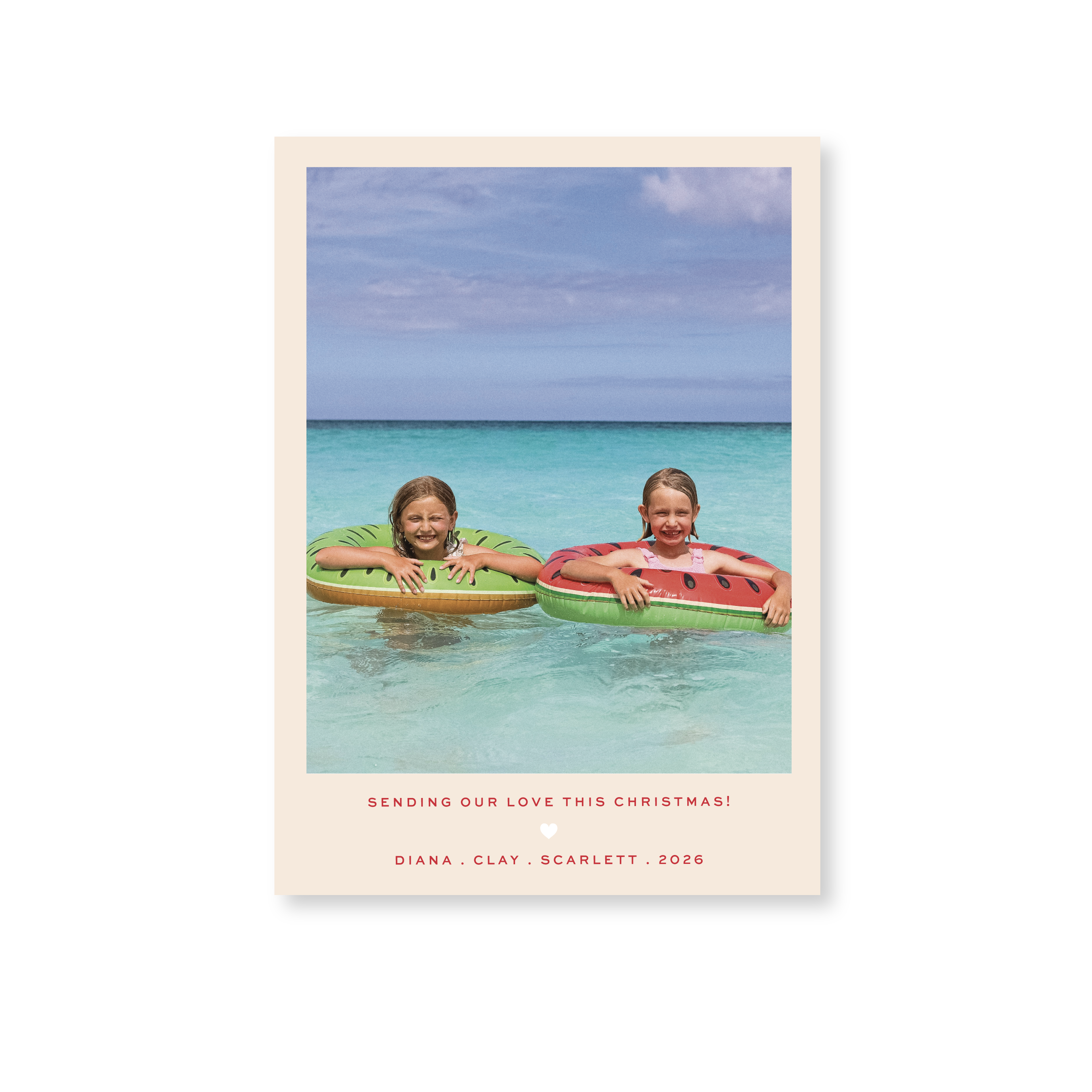 Balfour Classic Flat Print personalized photo mount holiday card with oversized hand-mounted photograph and customizable wording by Stovall Collection.