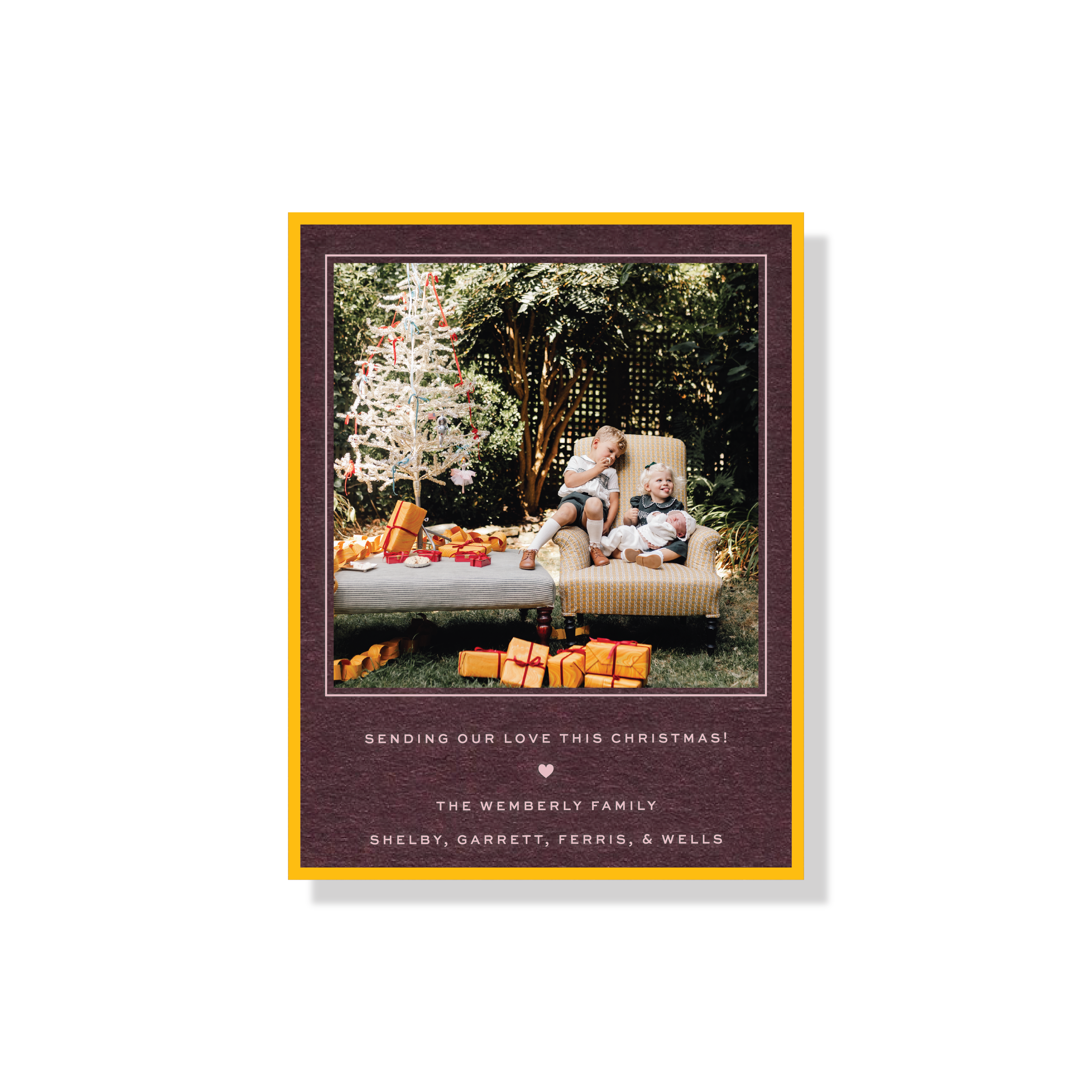 Balfour Engraved Christmas Photo Card with a favorite family photograph, custom wording, and timeless engraved details.
