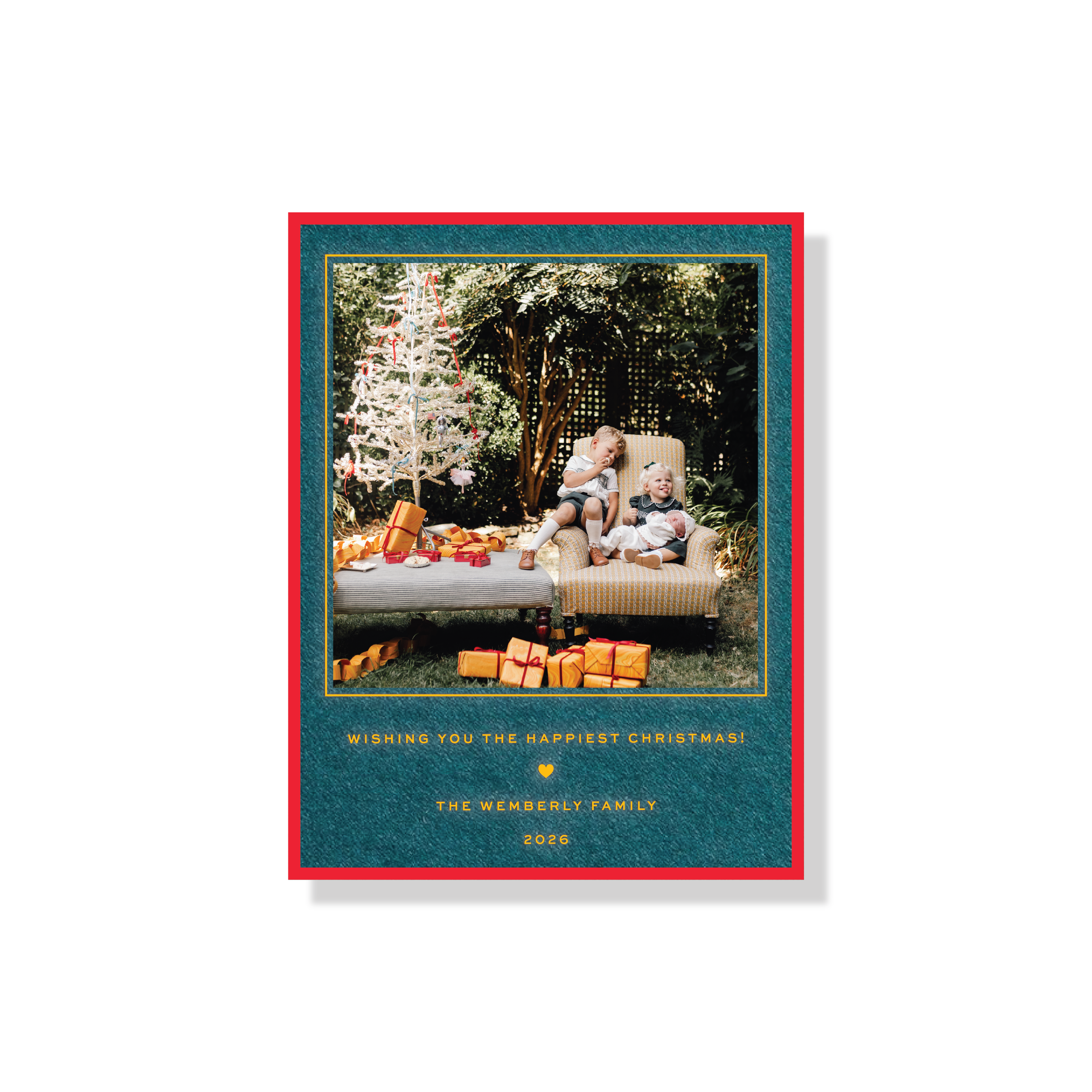 Balfour Engraved Christmas Photo Card with a favorite family photograph, custom wording, and timeless engraved details.