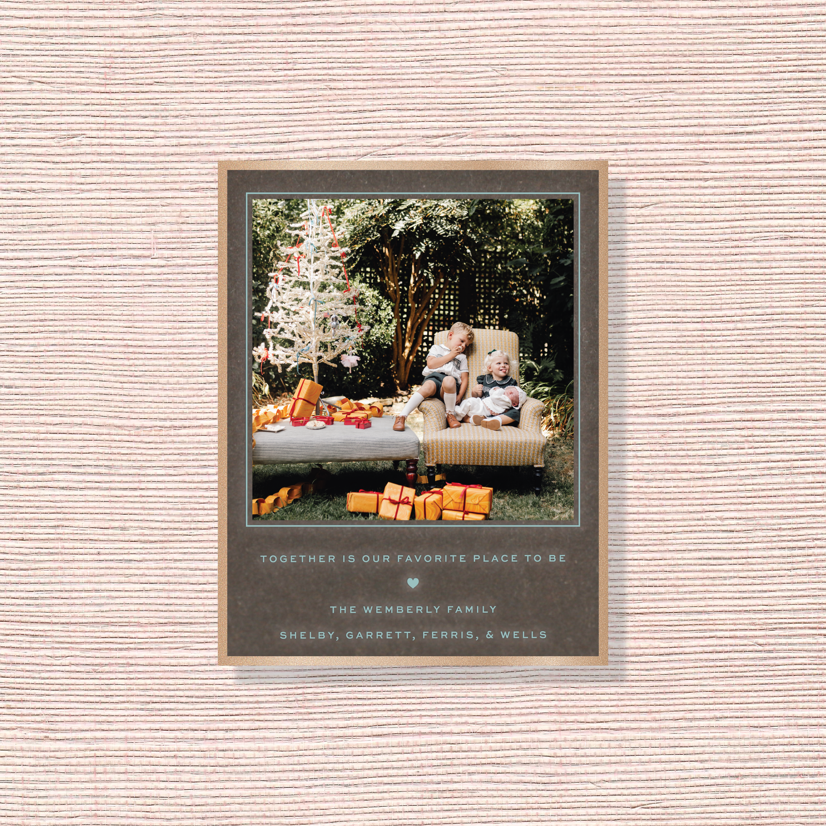 Balfour Engraved Christmas Photo Card with a favorite family photograph, custom wording, and timeless engraved details.