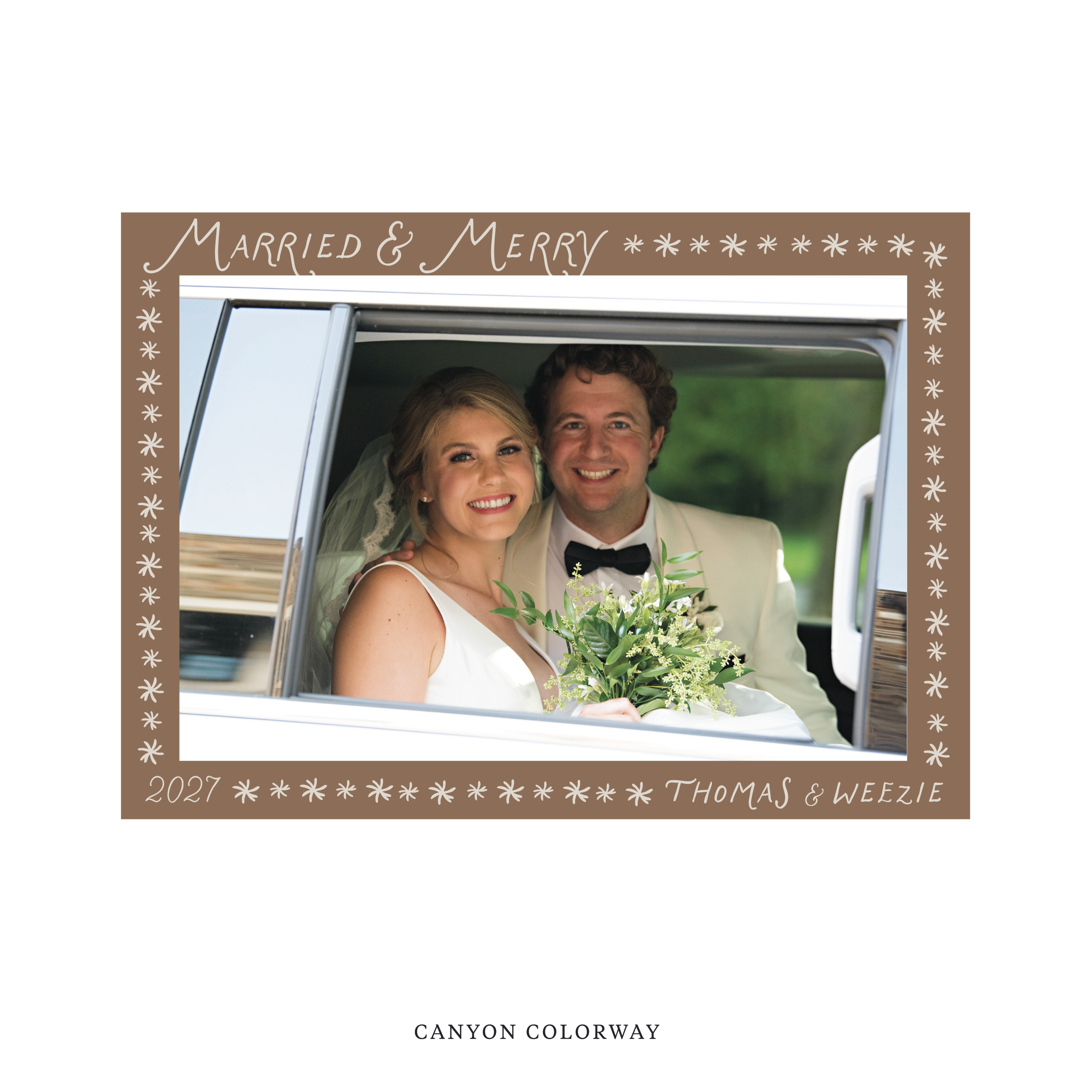 Beauchamp Classic Flat Print Newlywed Holiday Card, Large