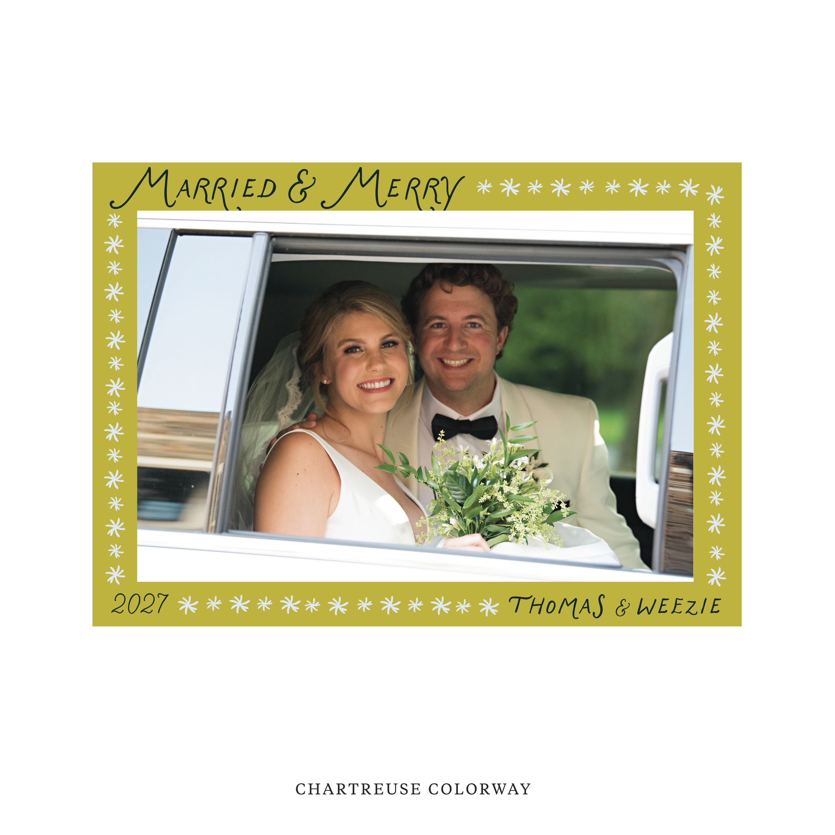 Beauchamp Classic Flat Print Newlywed Holiday Card, Large