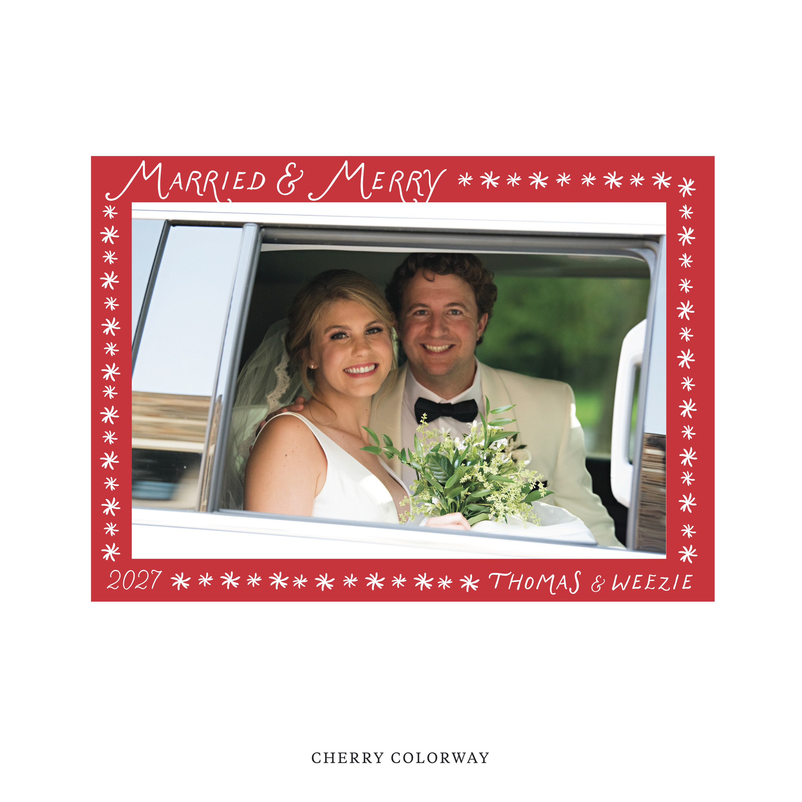 Beauchamp Classic Flat Print Newlywed Holiday Card, Large