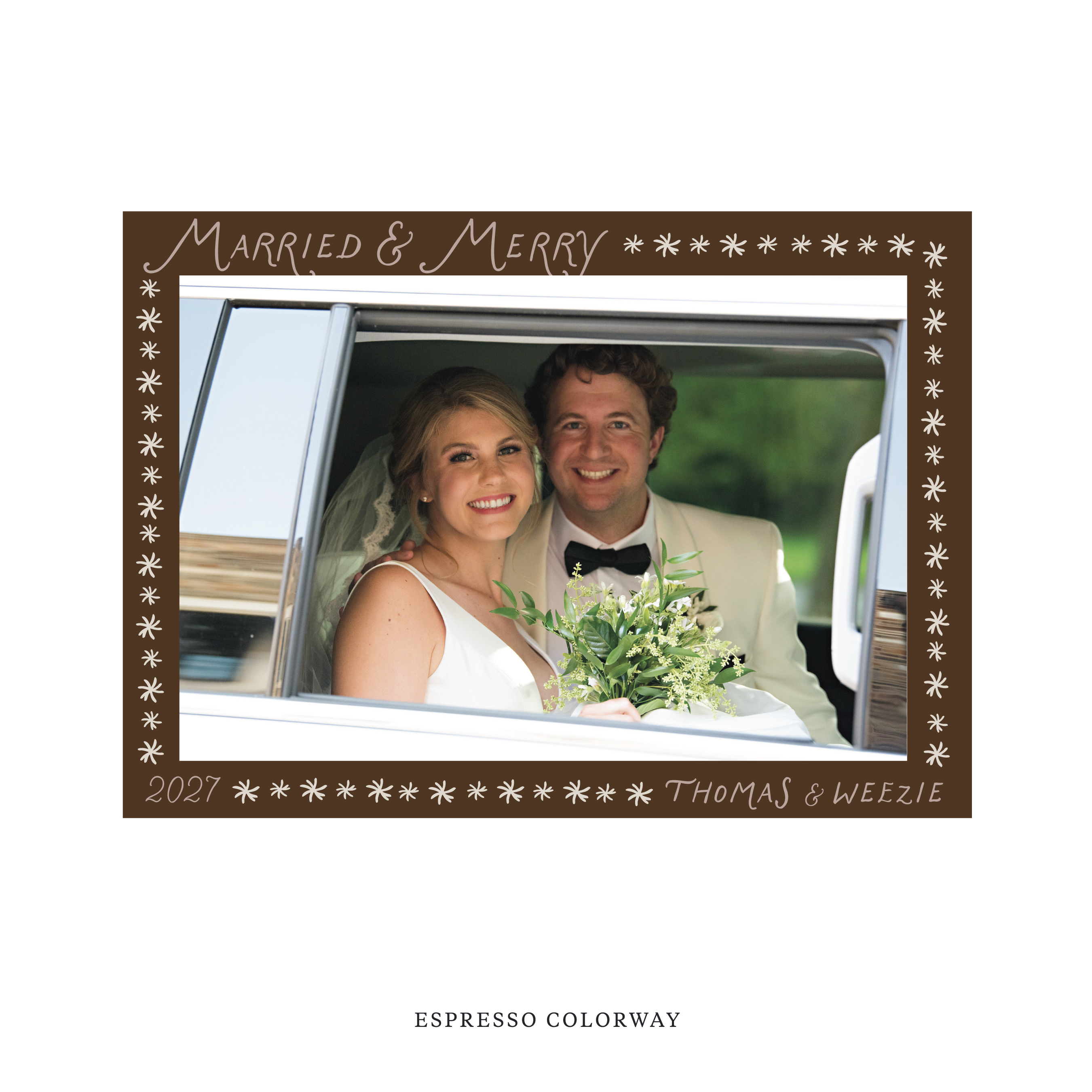 Beauchamp Classic Flat Print Newlywed Holiday Card, Large