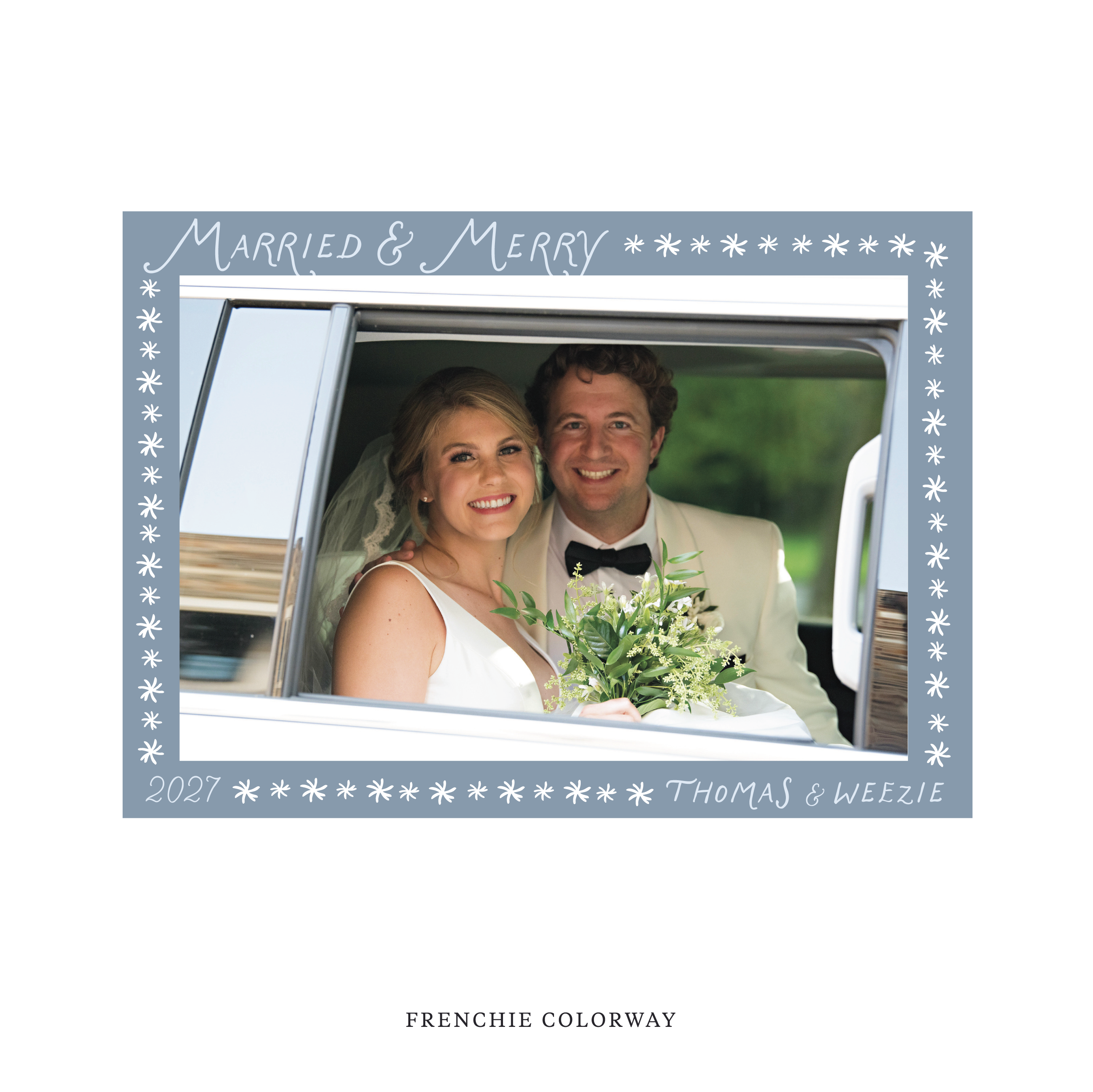 Beauchamp Classic Flat Print Newlywed Holiday Card, Large
