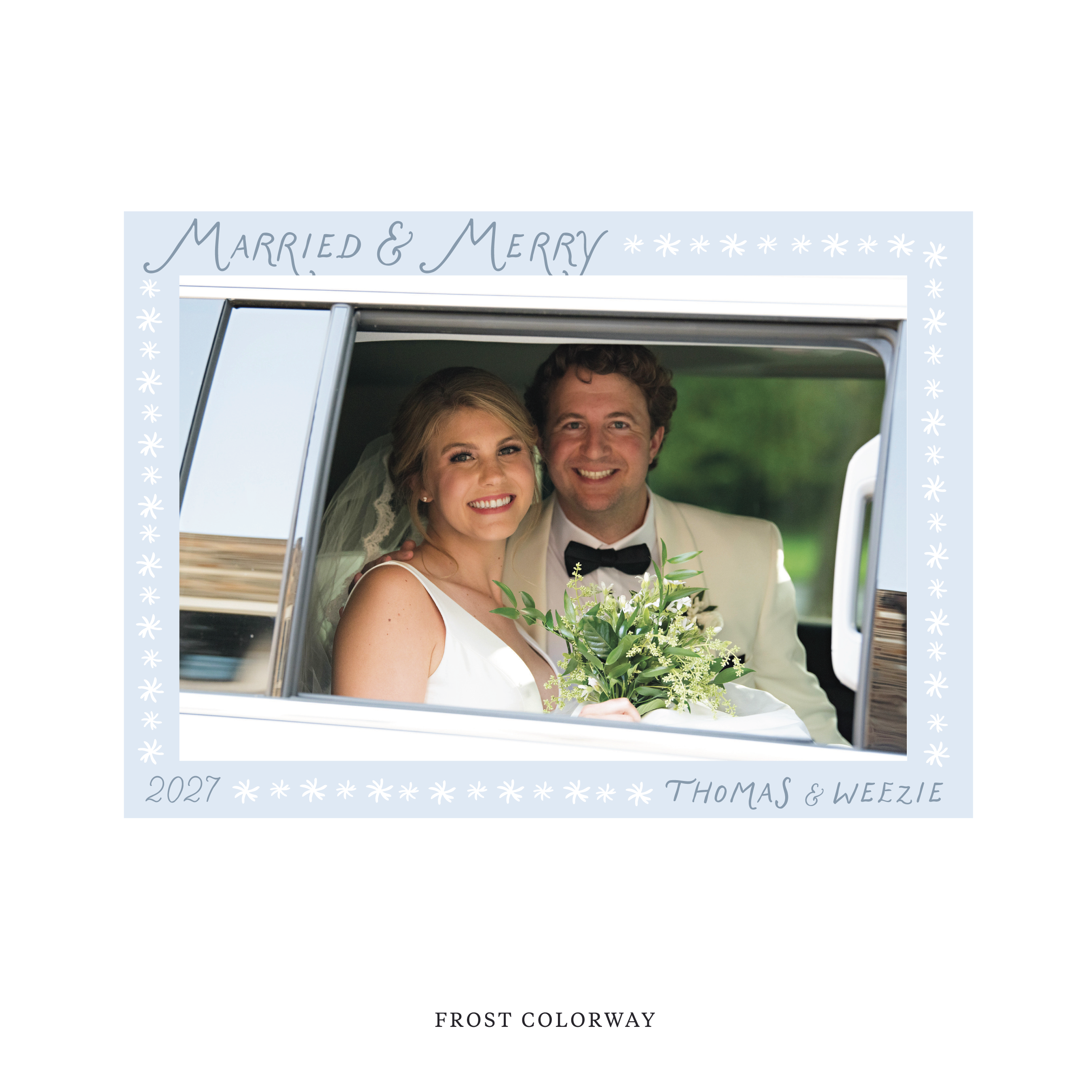 Beauchamp Classic Flat Print Newlywed Holiday Card, Large