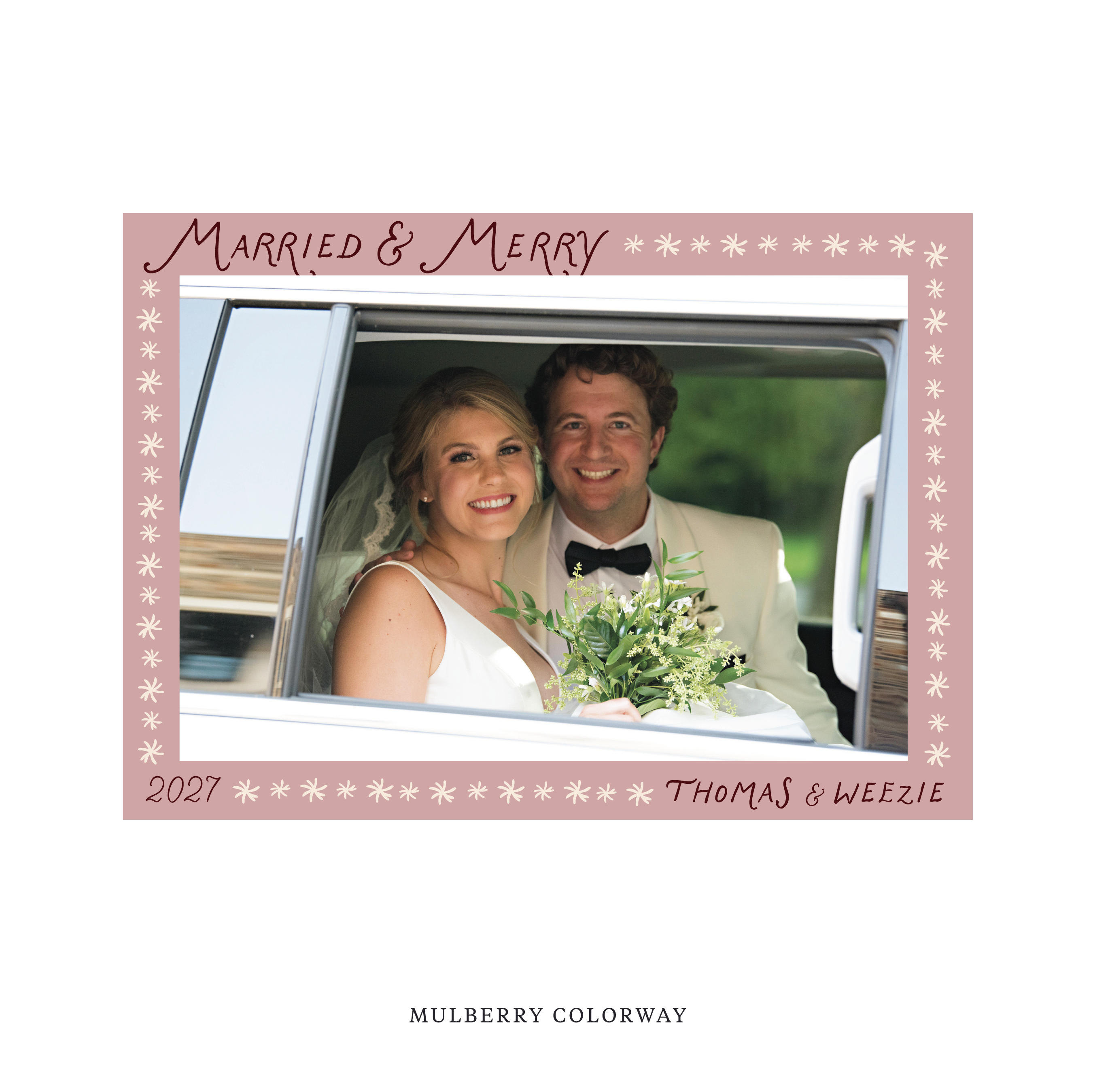 Beauchamp Classic Flat Print Newlywed Holiday Card, Large