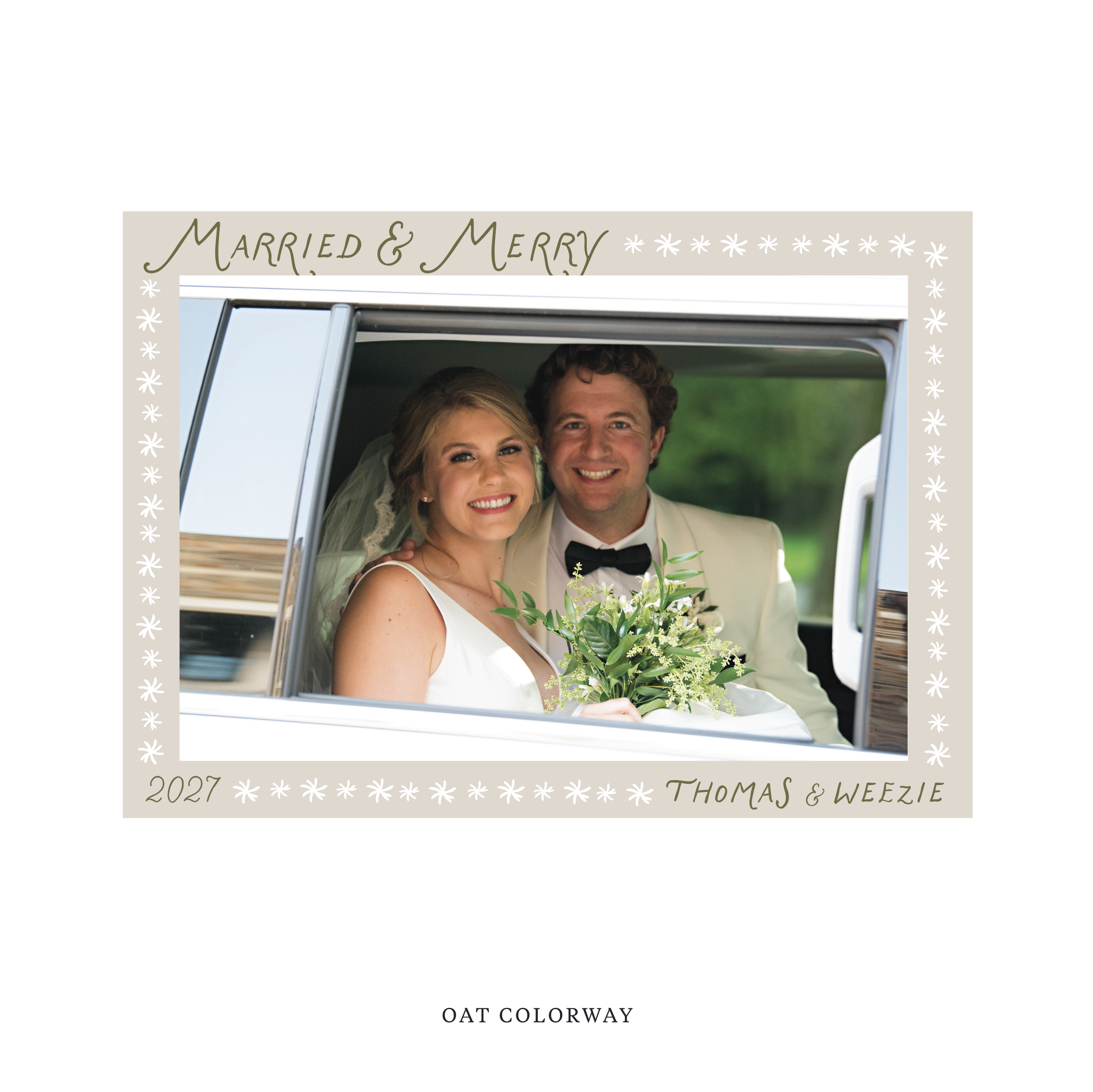 Beauchamp Classic Flat Print Newlywed Holiday Card, Large
