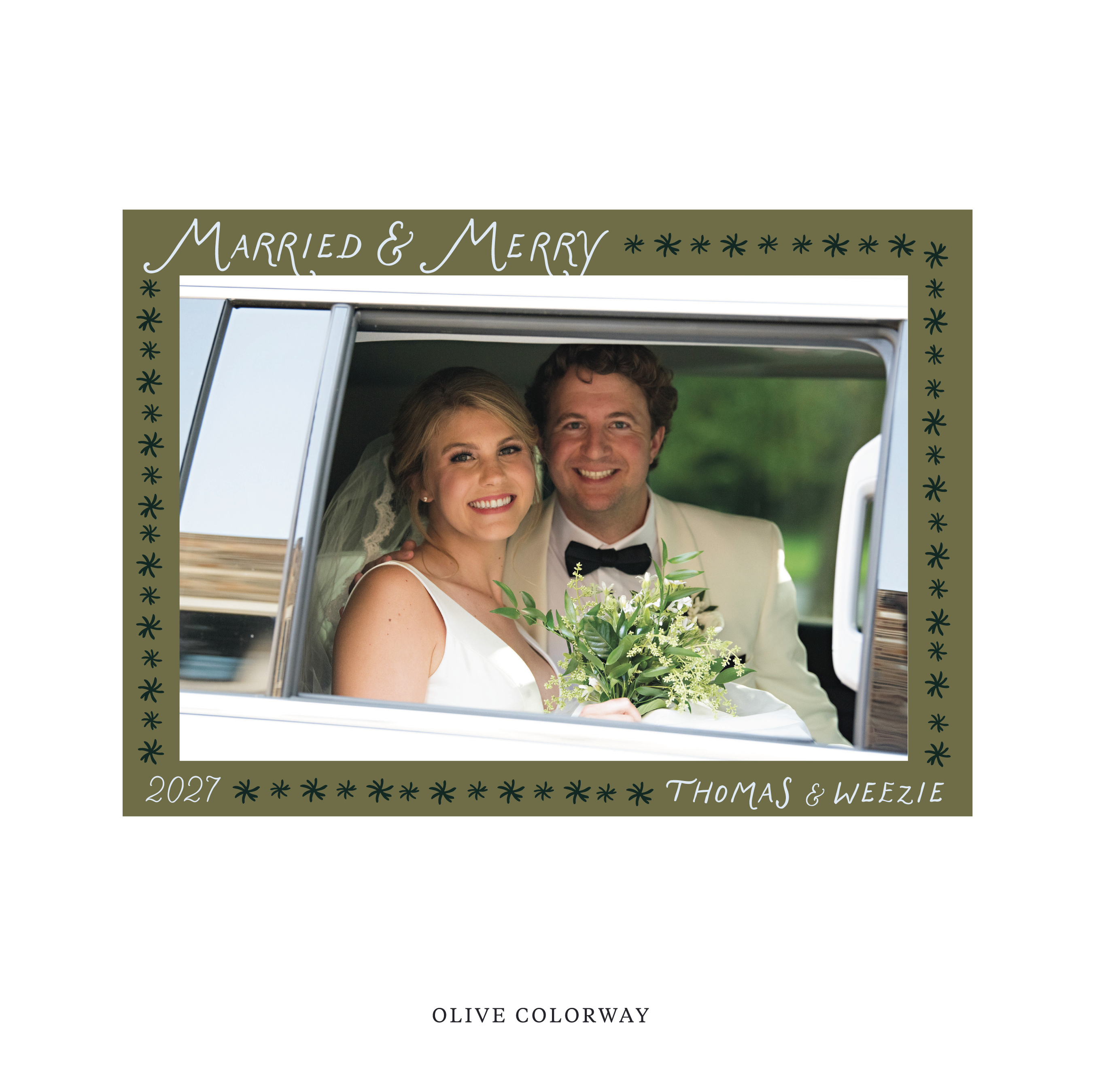 Beauchamp Classic Flat Print Newlywed Holiday Card, Large