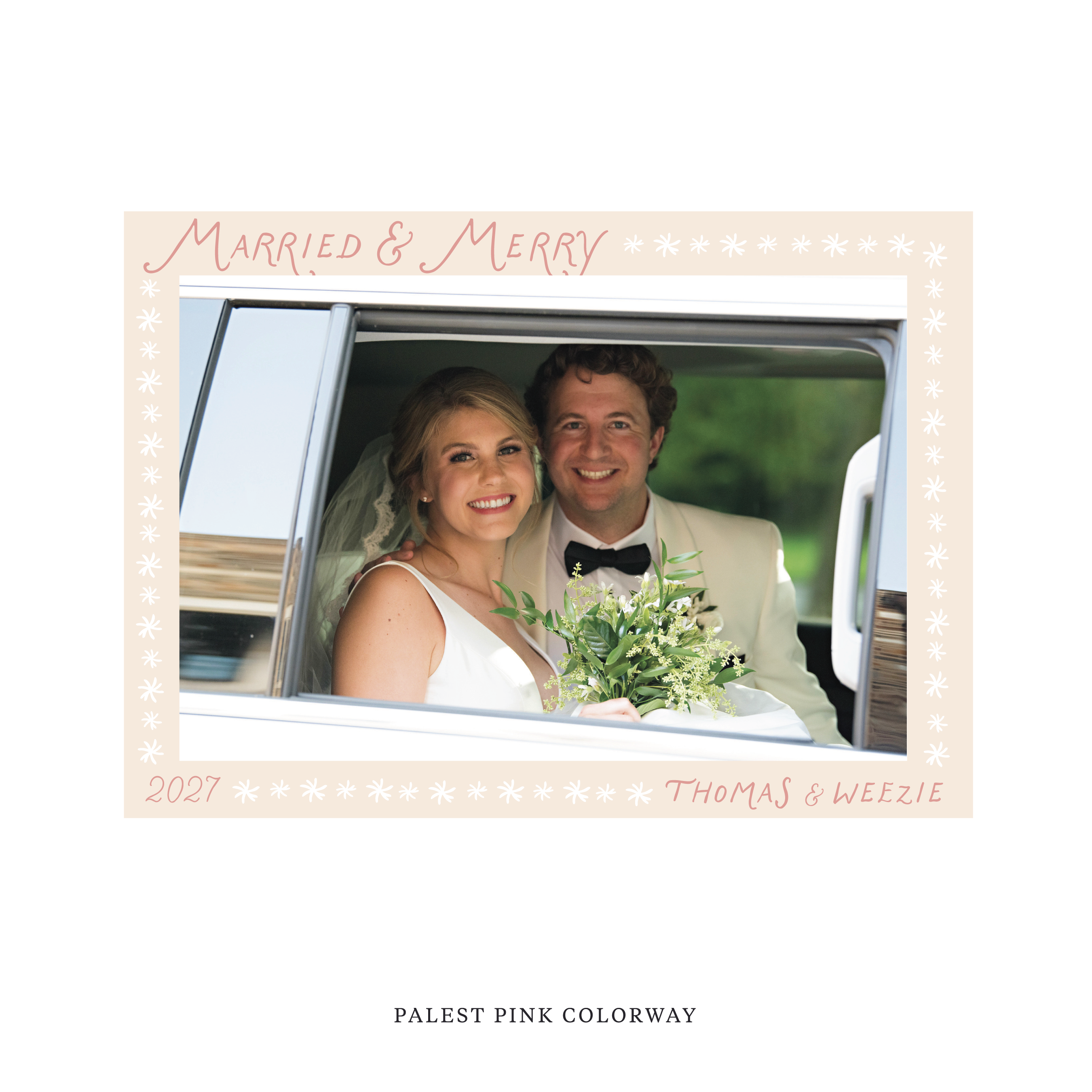 Beauchamp Classic Flat Print Newlywed Holiday Card, Large