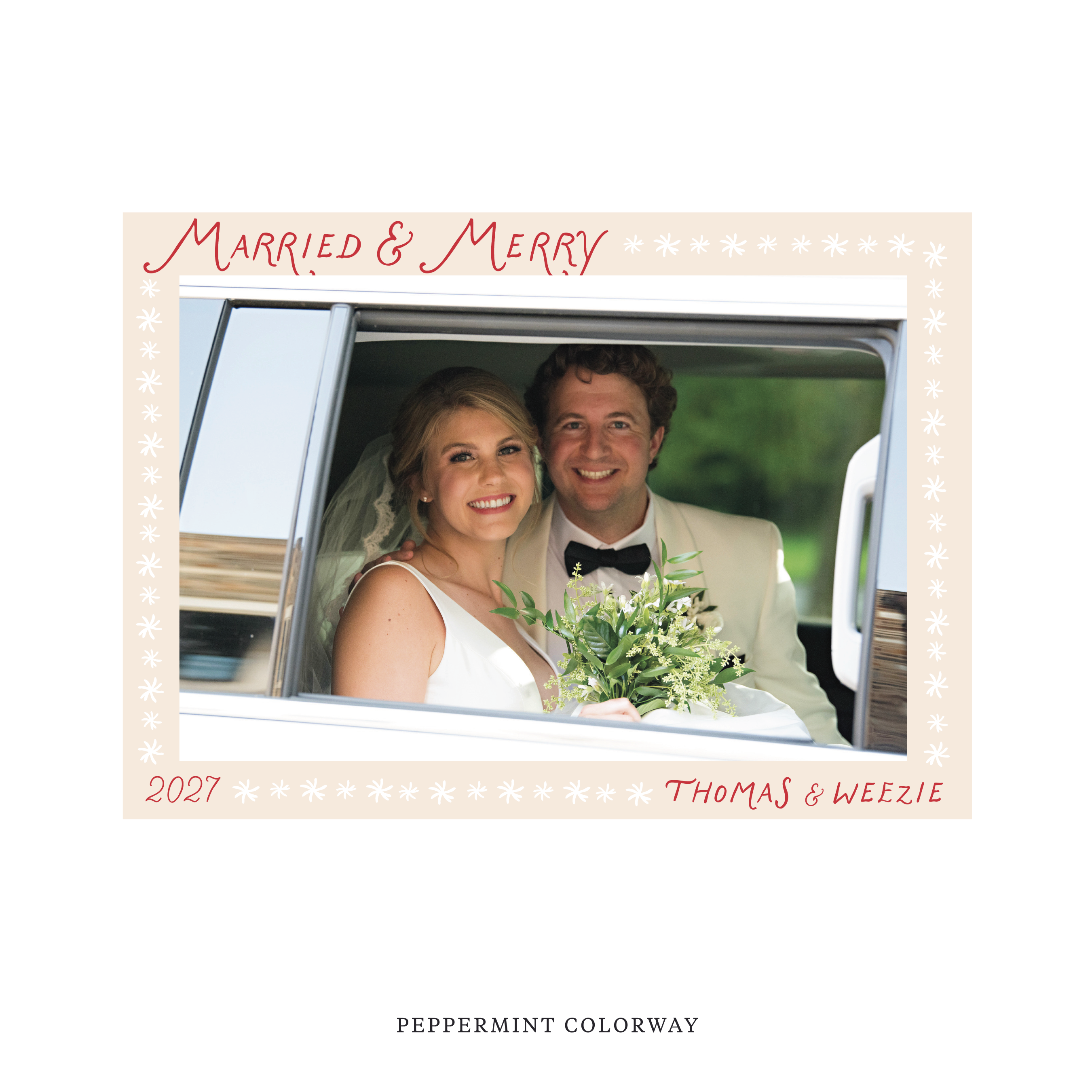 Beauchamp Classic Flat Print Newlywed Holiday Card, Large