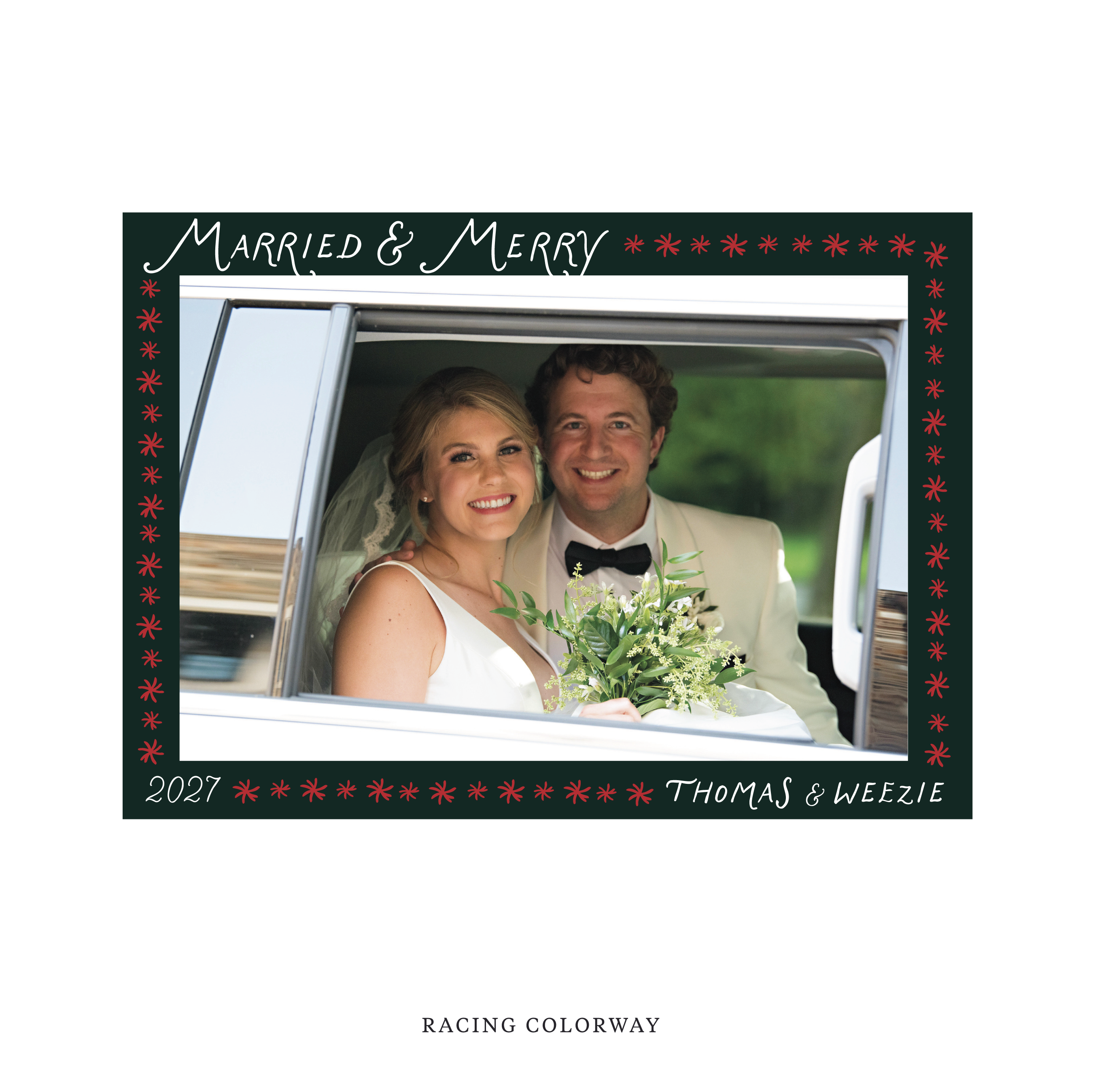 Beauchamp Classic Flat Print Newlywed Holiday Card, Large