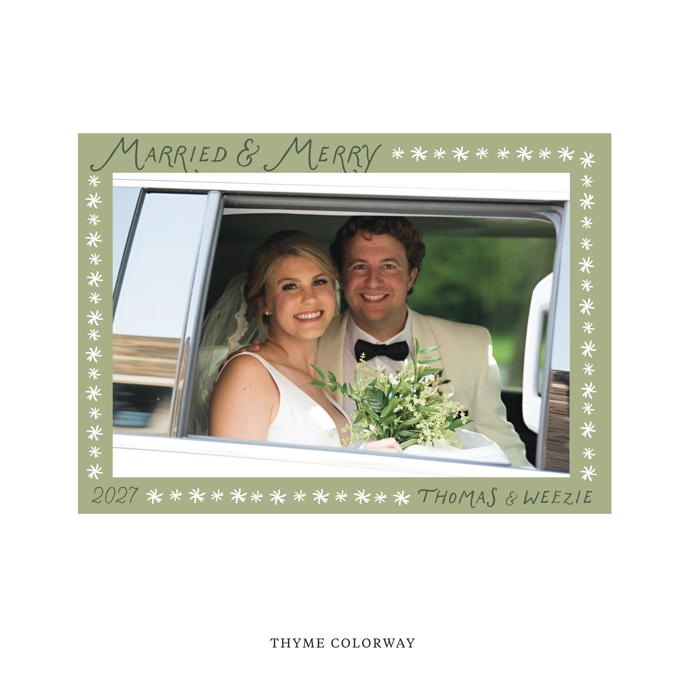 Beauchamp Classic Flat Print Newlywed Holiday Card, Large