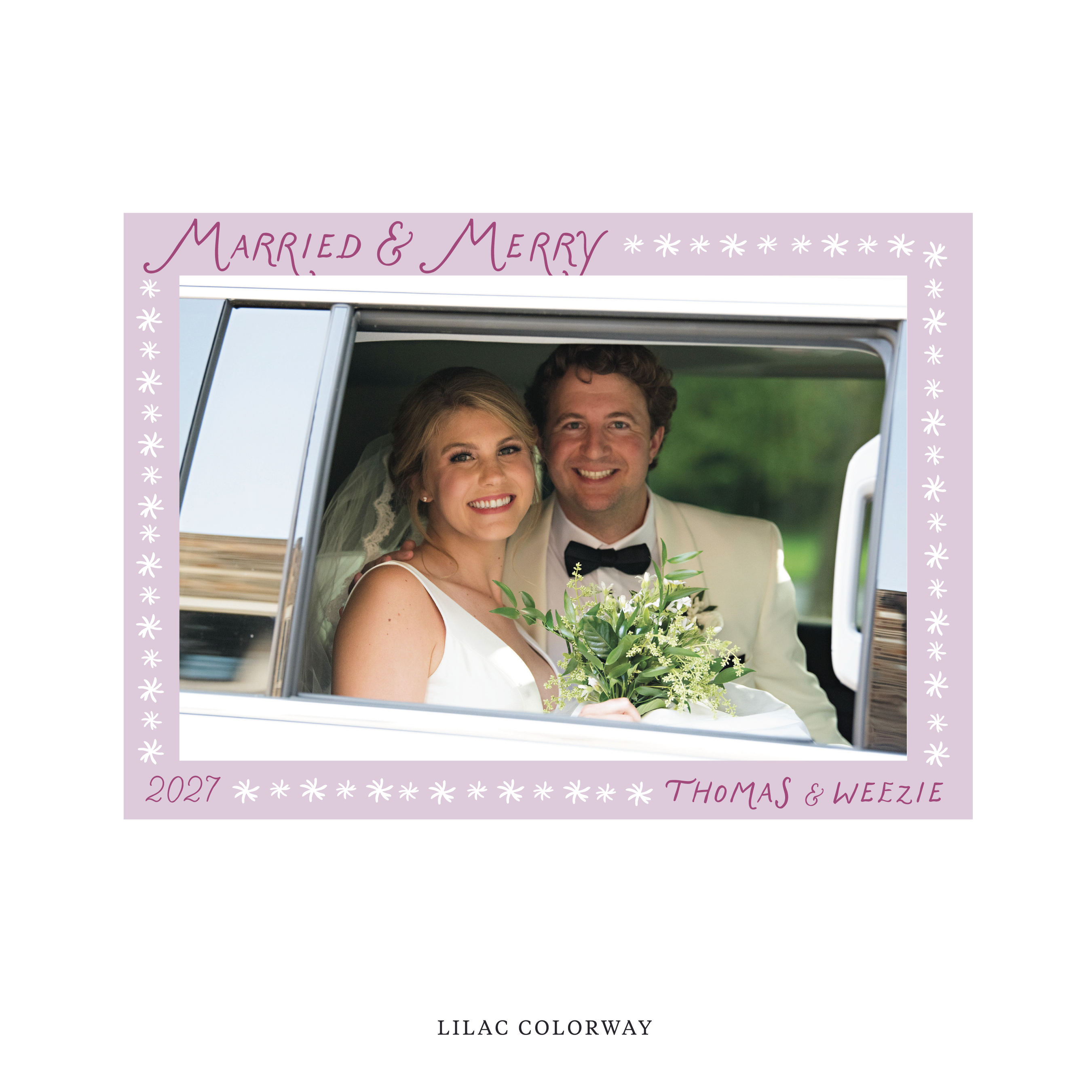 Beauchamp Classic Flat Print Newlywed Holiday Card, Large