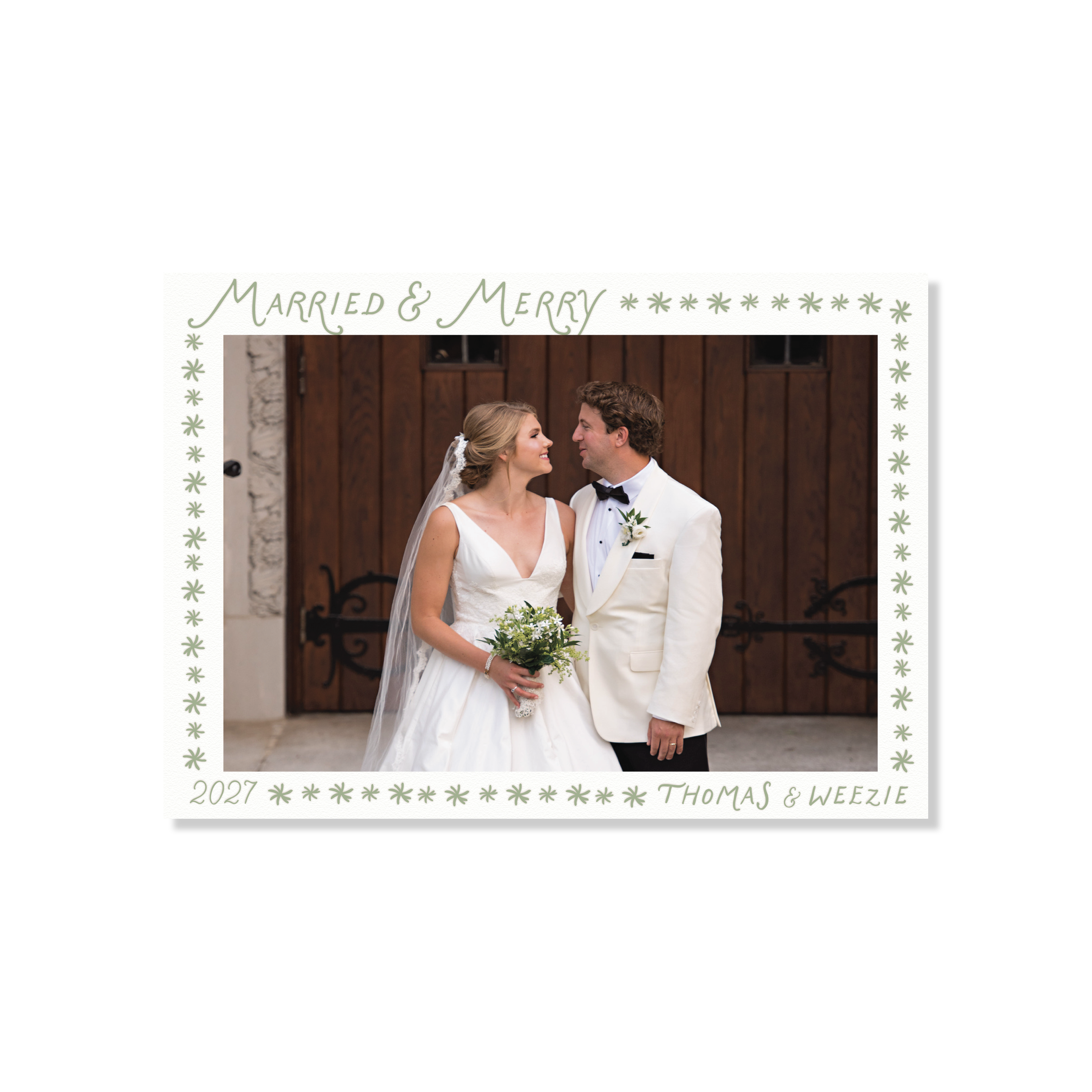 Beauchamp Newlywed Letterpress Holiday Card, Large (White Paper)