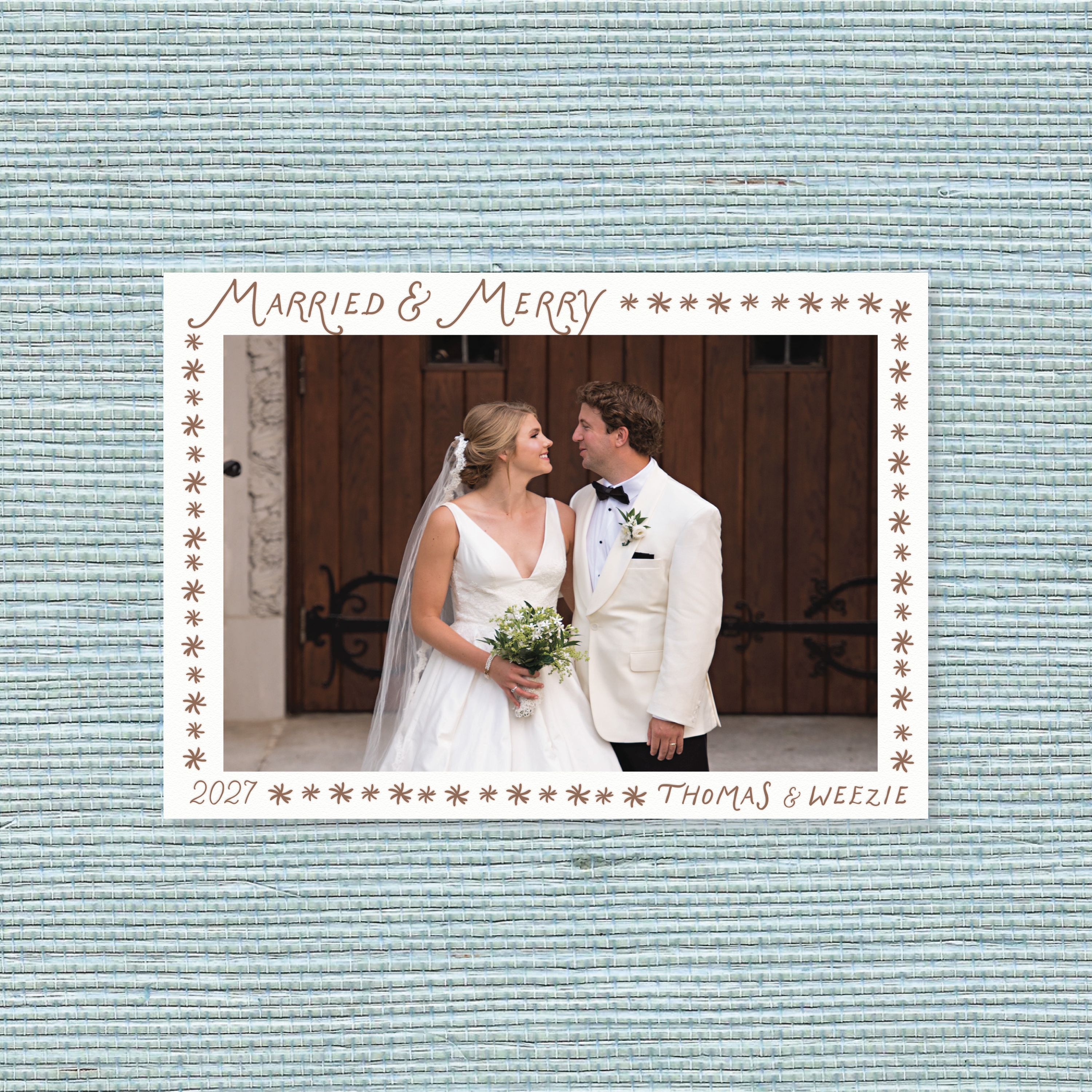 Beauchamp Newlywed Letterpress Holiday Card, Large (White Paper)