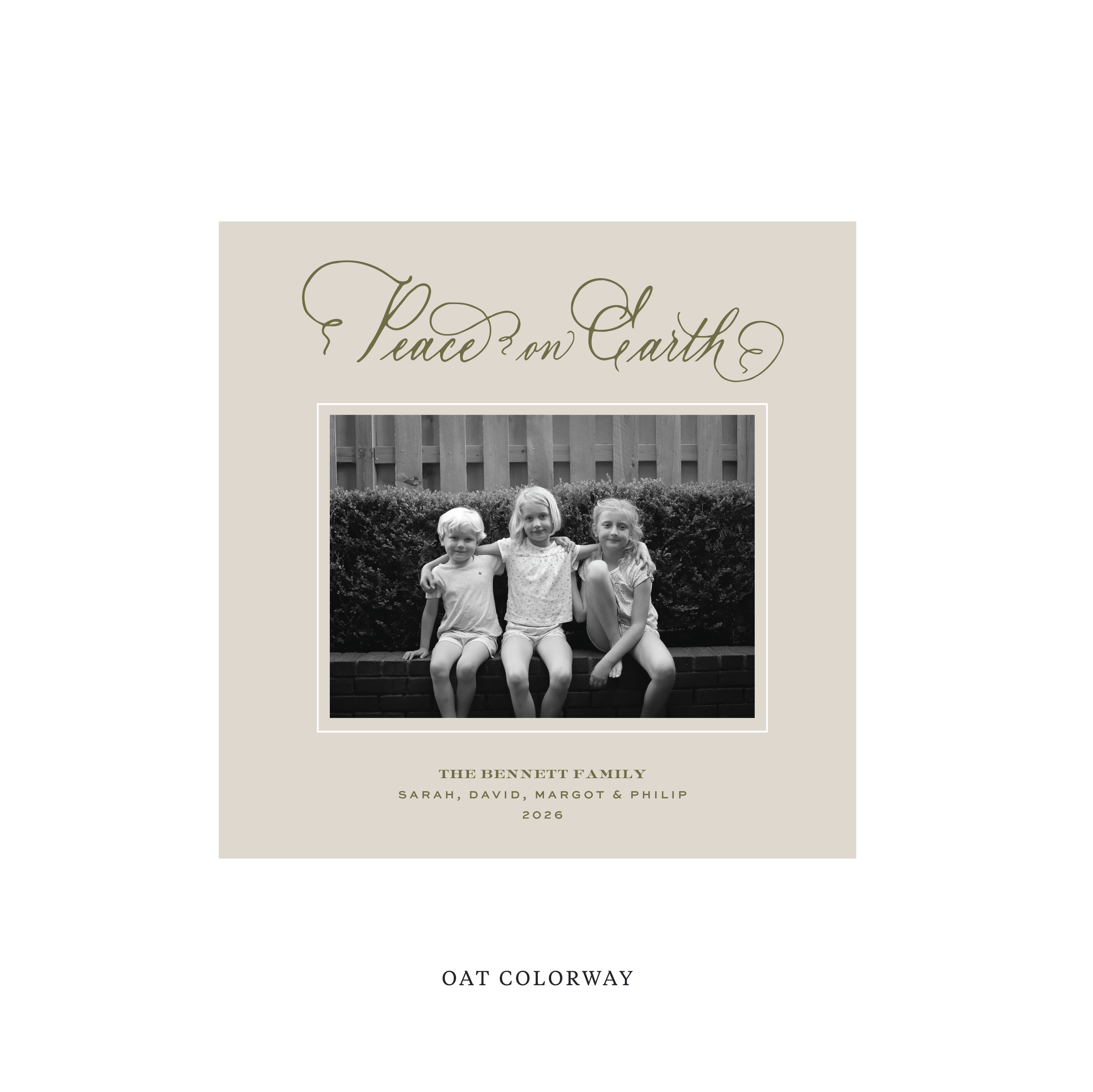 Bennett Classic Flat Print Holiday Card, Square
