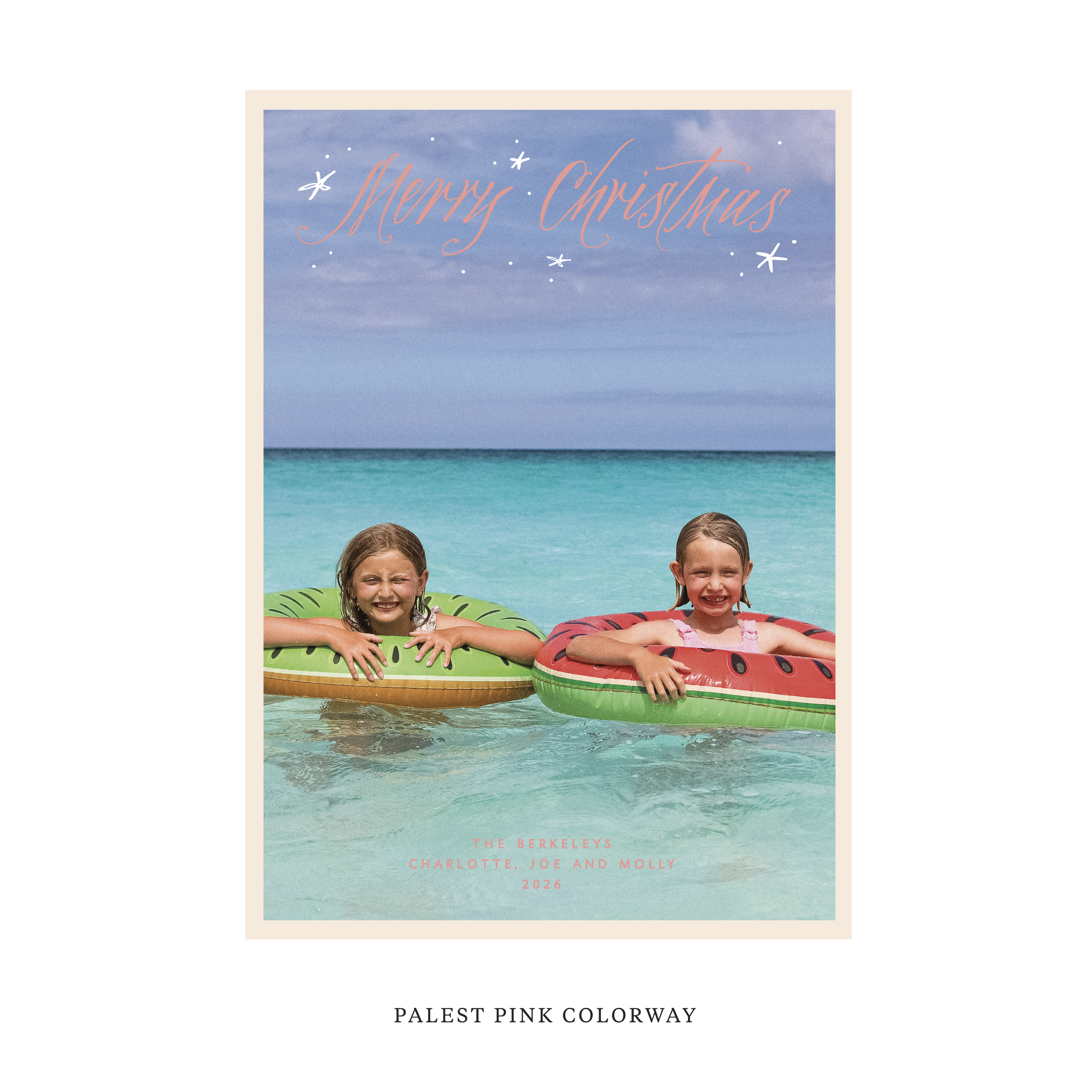 Celebrate the season with the Berkeley "Merry Christmas" Holiday Card by Stovall Collection. Featuring original hand-lettered artwork, this luxury personalized photo mount holiday card is available in 22 thoughtfully curated flat printing colorways.
