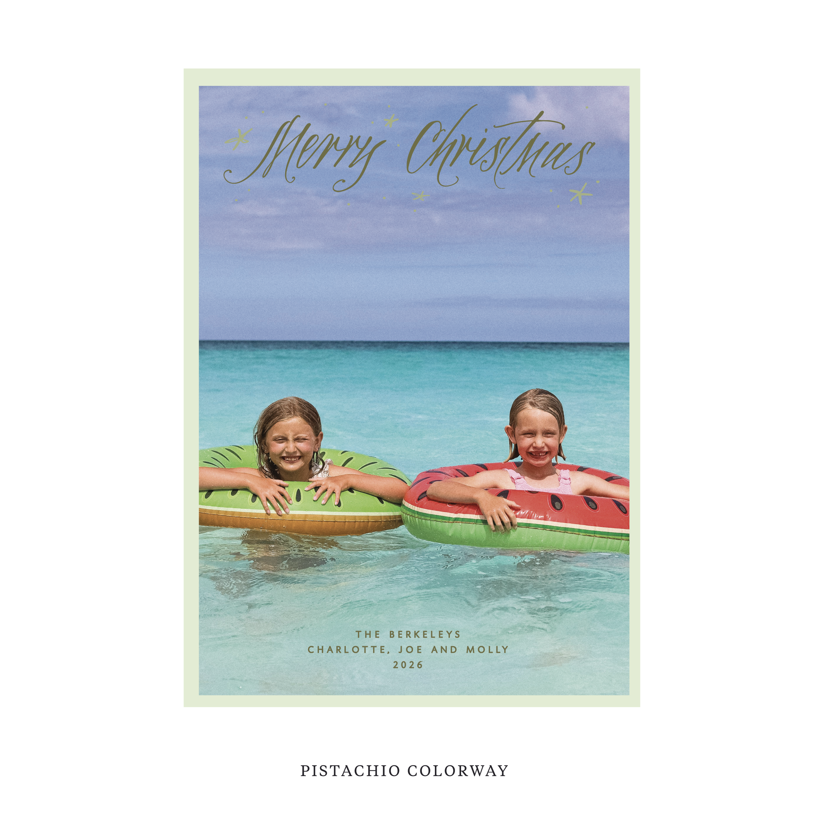 Celebrate the season with the Berkeley "Merry Christmas" Holiday Card by Stovall Collection. Featuring original hand-lettered artwork, this luxury personalized photo mount holiday card is available in 22 thoughtfully curated flat printing colorways.