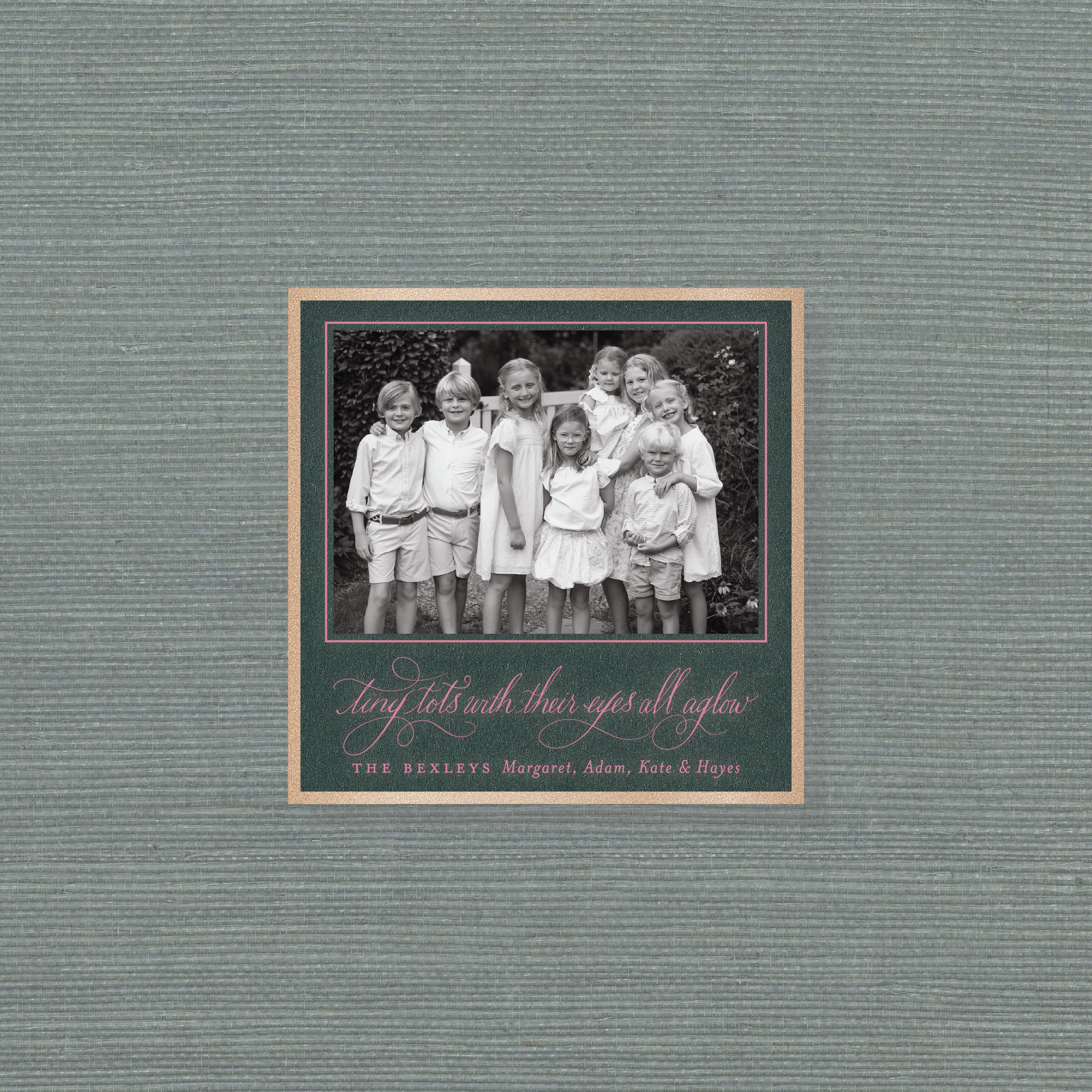 Bexley Engraved Holiday Card featuring hand-lettered “Tiny Tots with Their Eyes All Aglow” artwork and elegant traditional engraving.