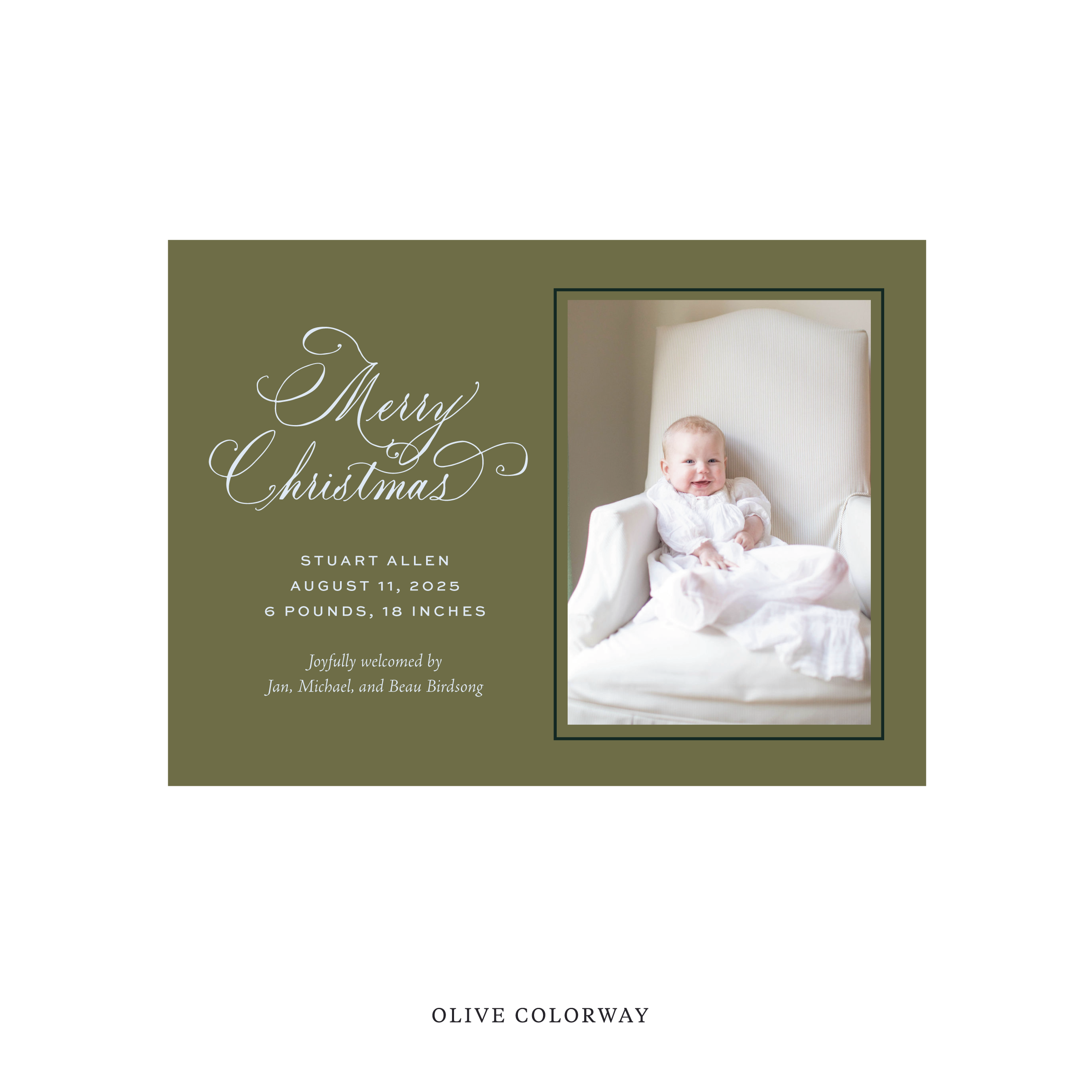 Middleton Classic Flat Print Holiday Card, Medium Birth Announcement