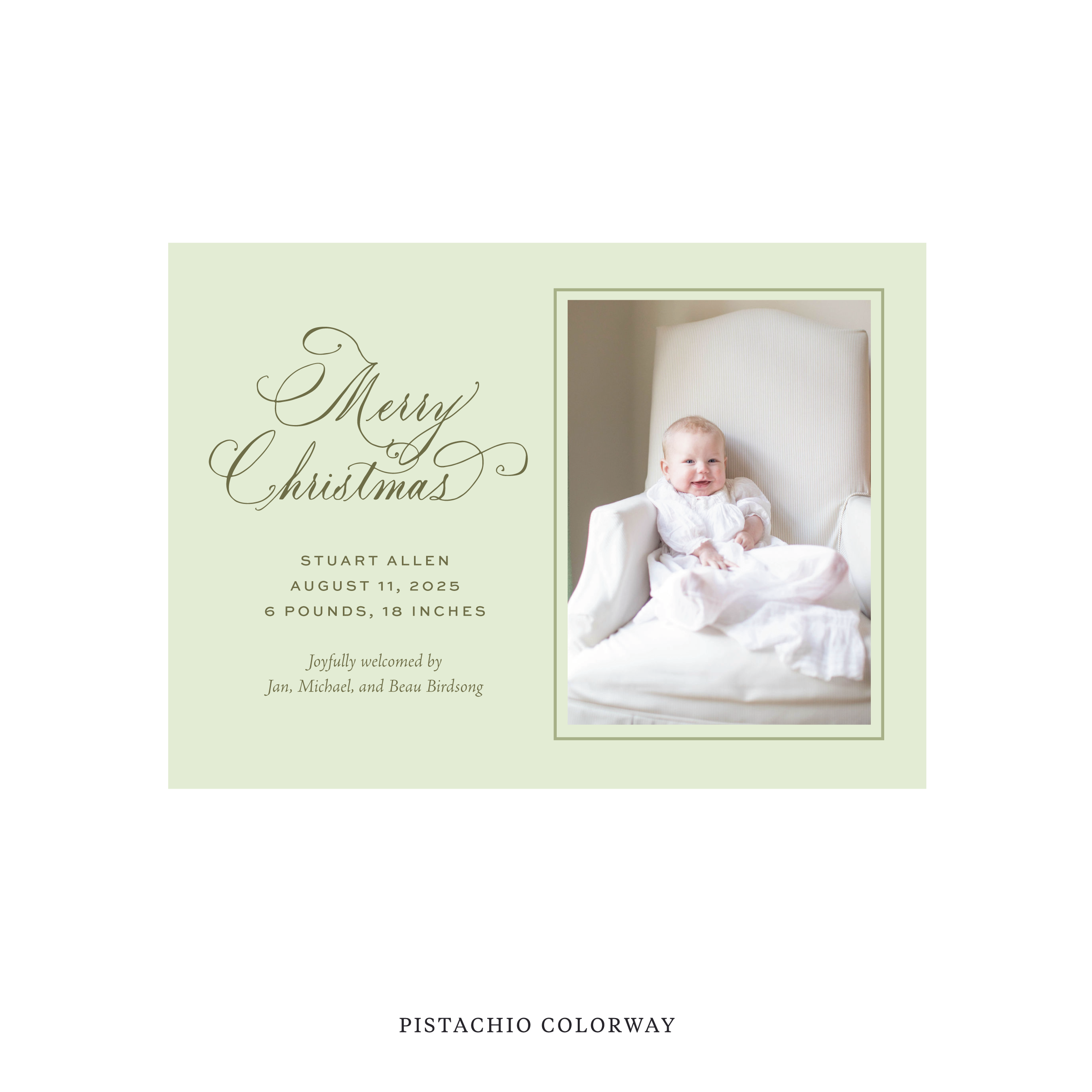 Middleton Classic Flat Print Holiday Card, Medium Birth Announcement